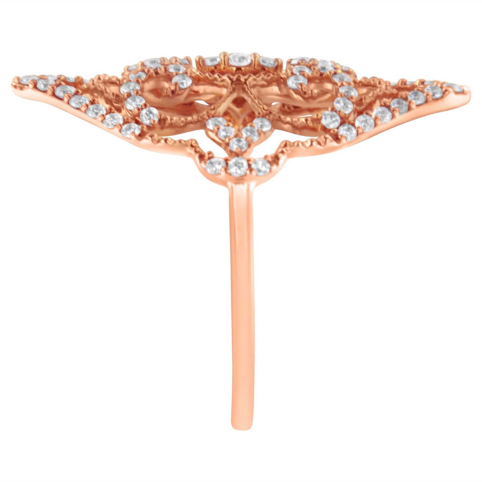 10K Rose Gold Diamond Cocktail Ring (1/2 Cttw H-I Color I1-I2 Clarity) - 7