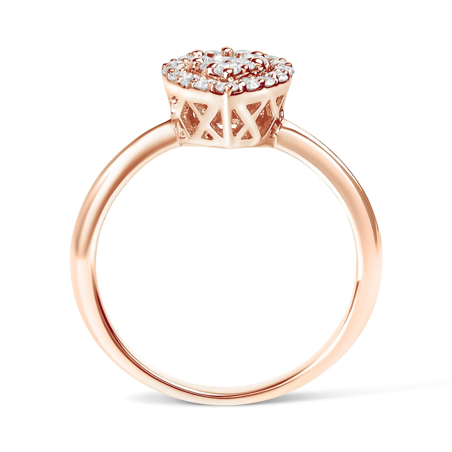 10K Rose Gold 3/8 Cttw Round-Cut Diamond Pear Promise Ring (I-J Color I2-I3