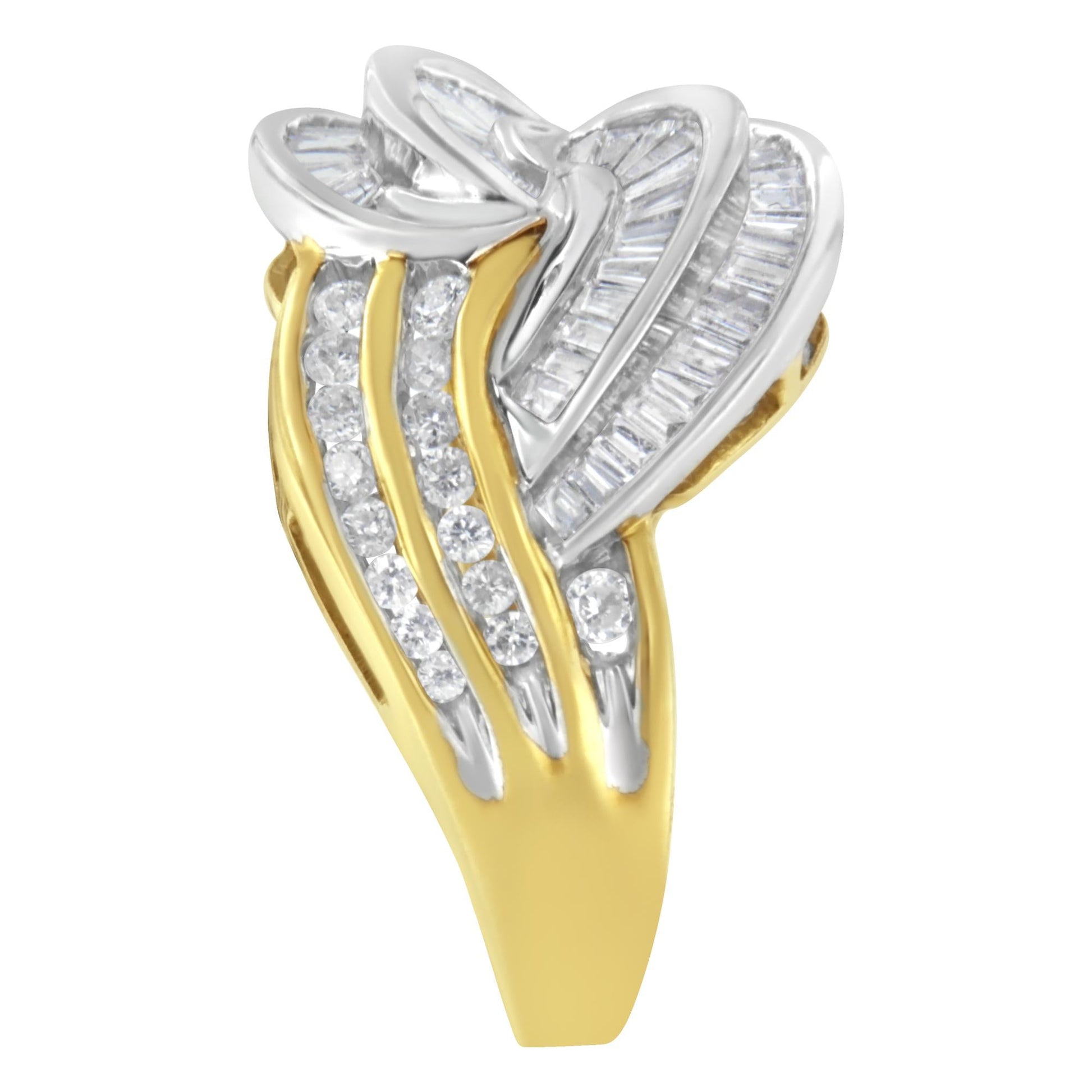 10KT Two-Toned Gold Diamond Bypass Ring (1 cttw H-I Color SI1-SI2 Clarity) - 7