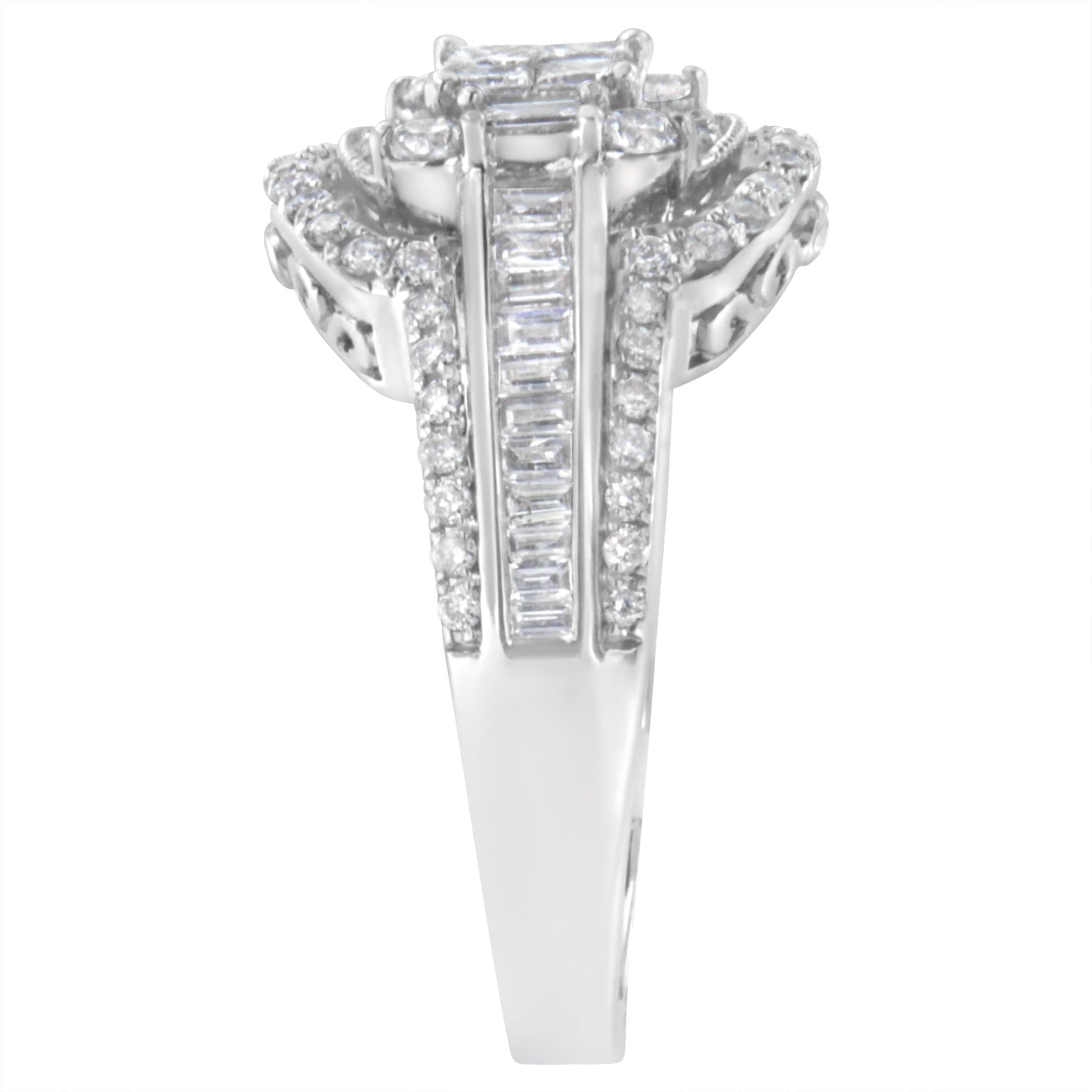 14KT White Gold Diamond Cocktail Ring (1 1/4 cttw H-I Color SI2-I1 Clarity) - 7