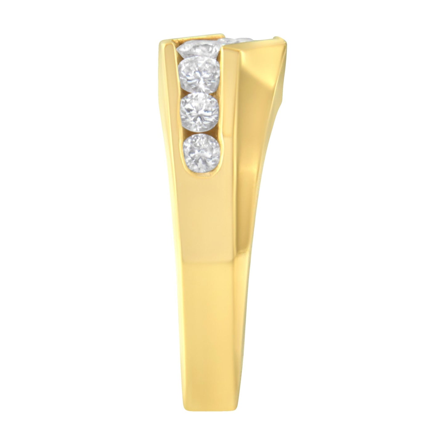 14KT Yellow Gold Men’s Round Cut Diamond Ring (1 cttw H-I Color SI2-I1