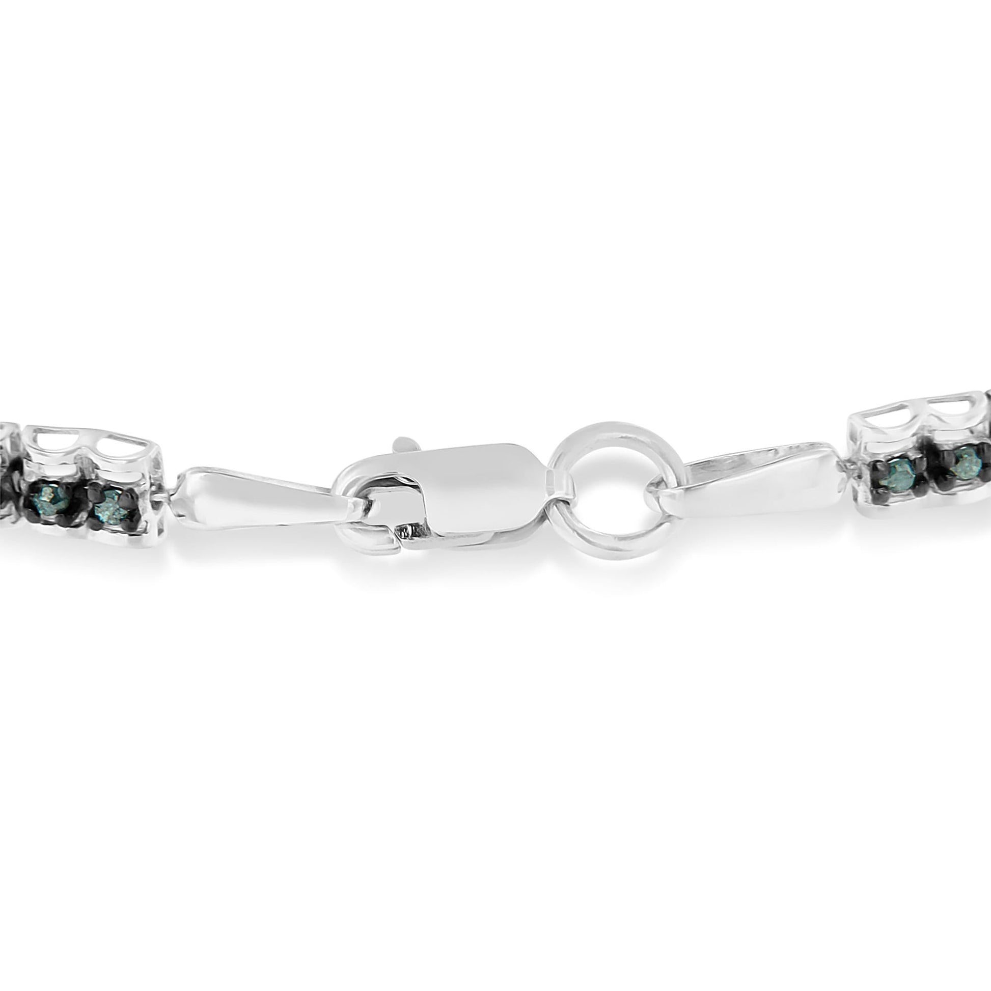 Black Rhodium over.925 Sterling Silver 1.0 Cttw Rose Cut Diamond Double-Link