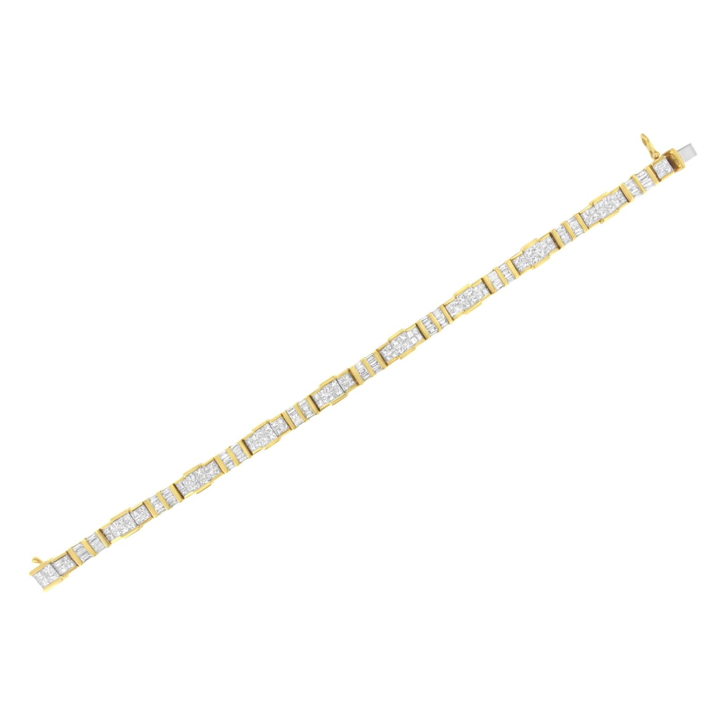 14K Yellow Gold Baguette and Princess-Cut Diamond Bracelet (8.30 cttw H-I Color