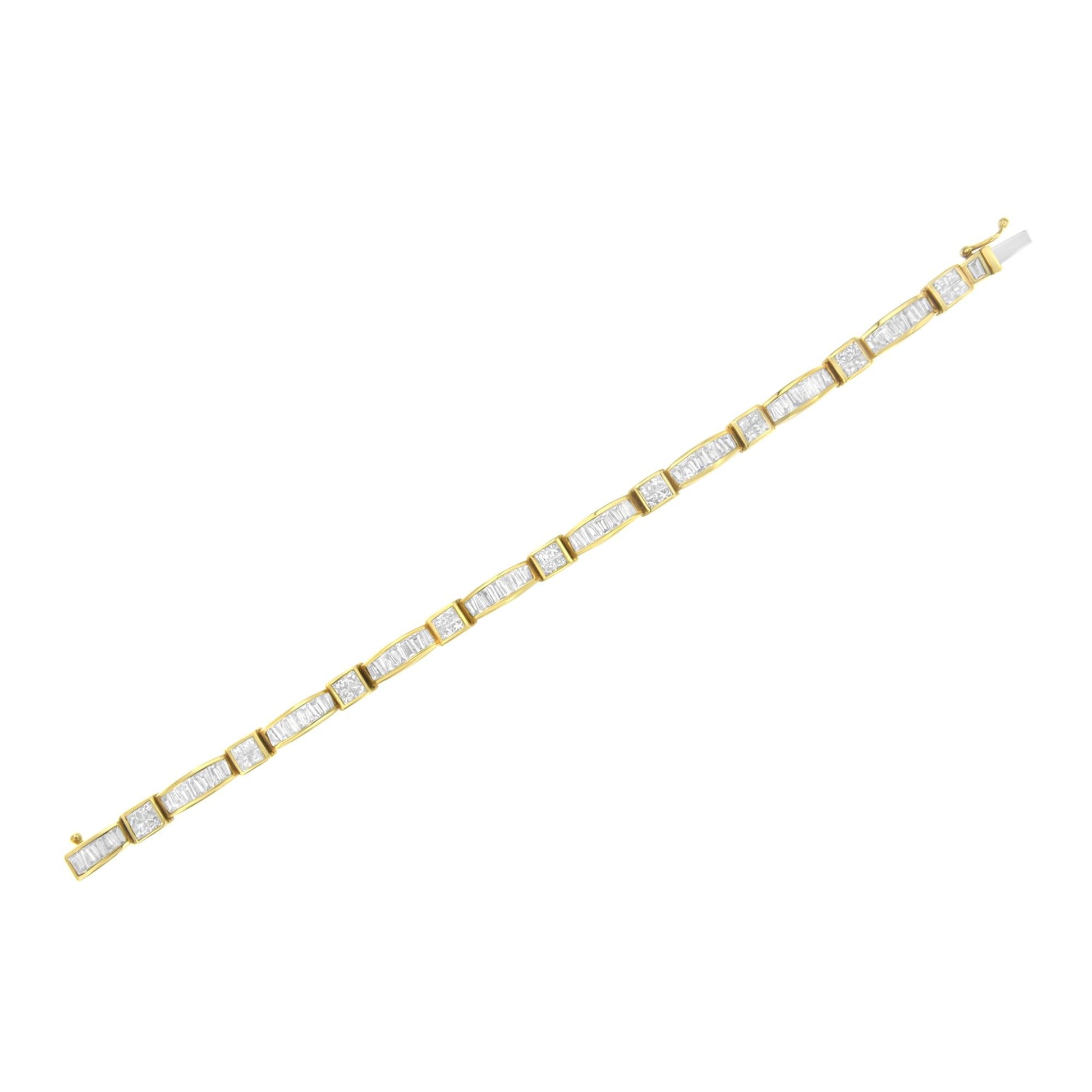 14K Yellow Gold Multi--Cut Diamond Box Square Link Bracelet(7.33 cttw,H-I