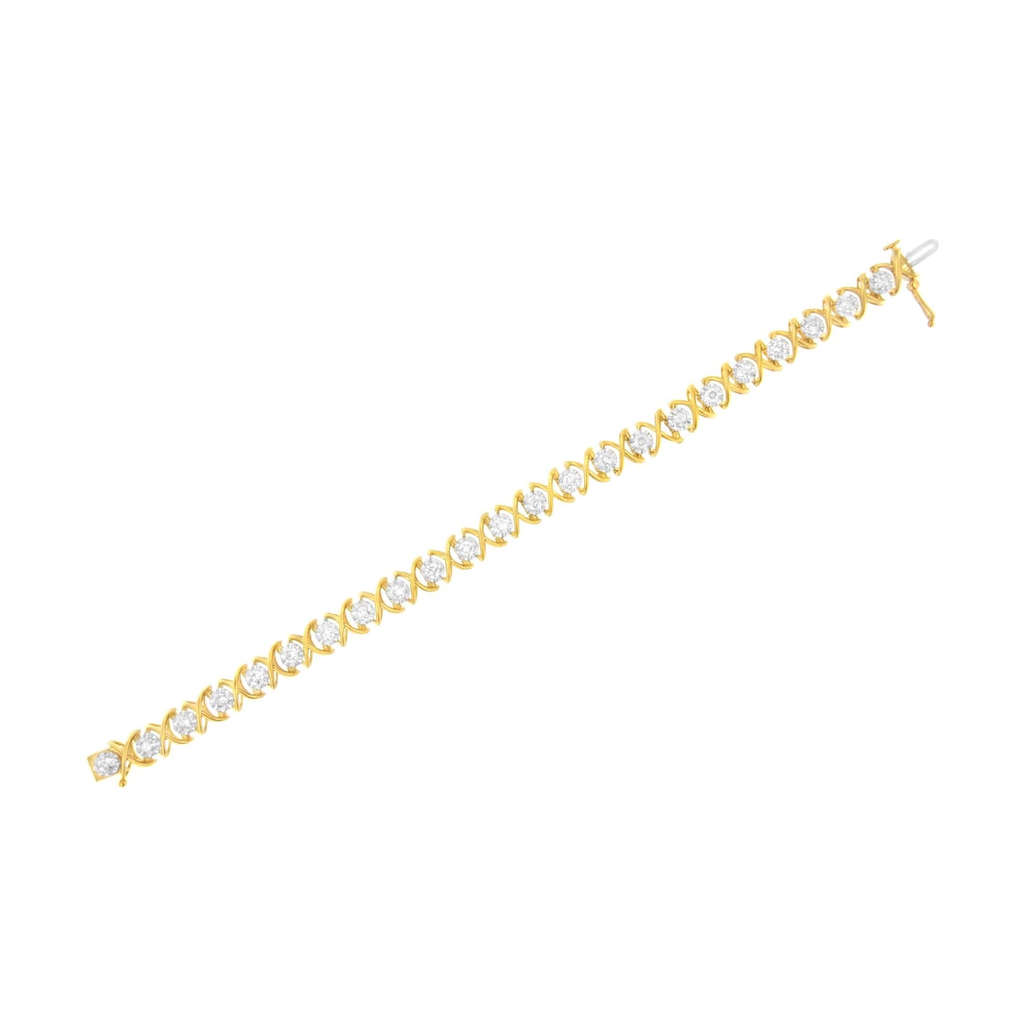 10K Yellow Gold Plated Sterling Silver 2 cttw Diamond ’XOXO’ Bracelet (J-K