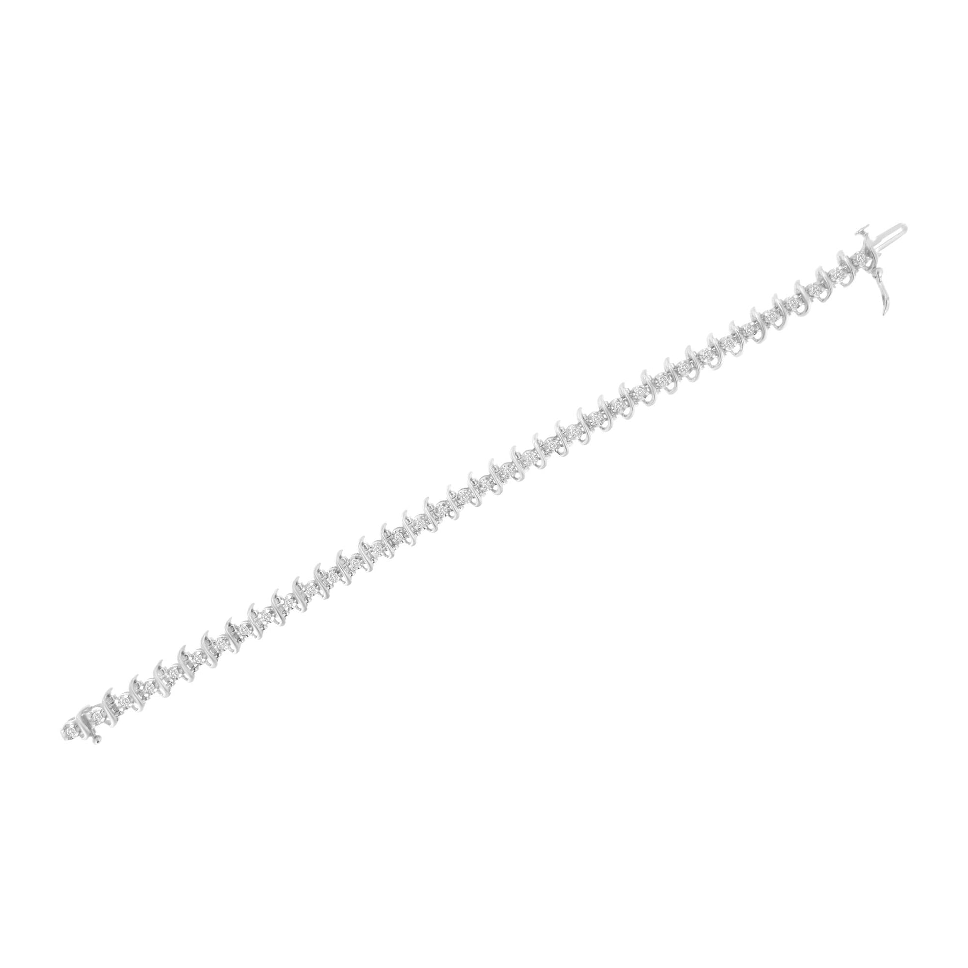 .925 Sterling Silver 1 cttw Prong-Set Diamond Link Bracelet (I-J I1-I2)