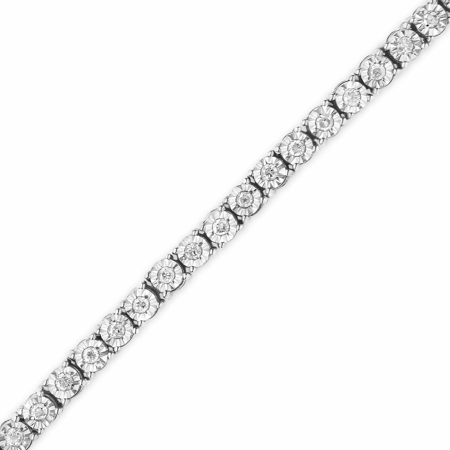 IGI Certified.925 Sterling Silver 1.0 Cttw Miracle-Set Diamond Round Miracle