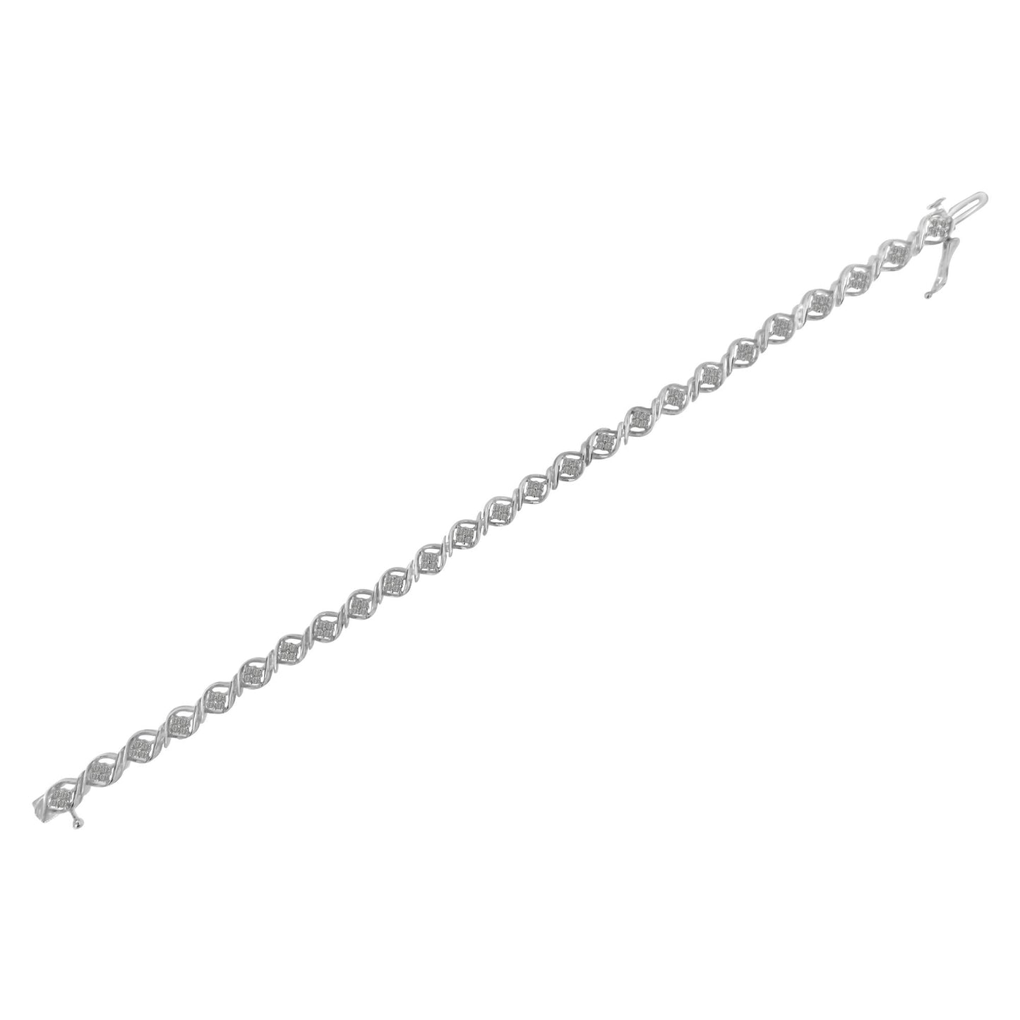 Sterling Silver Diamond Cluster Link Bracelet (1 cttw I-J Color I2-I3 Clarity)