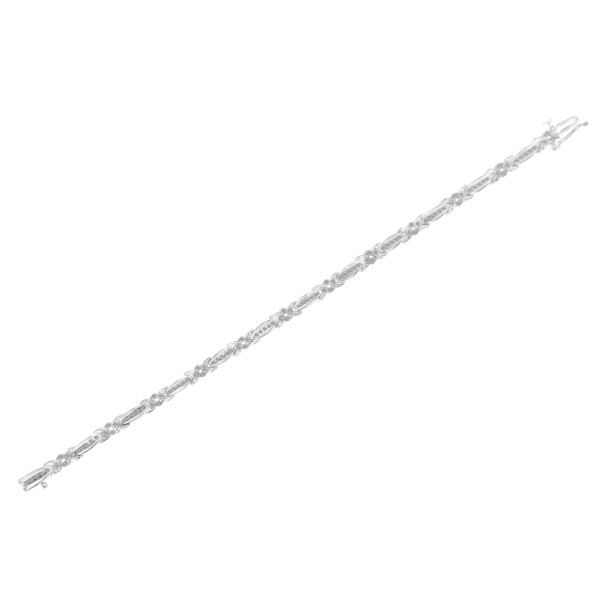 Sterling Silver Diamond X-Link Tennis Bracelet (1 cttw I-J Color I3 Clarity)