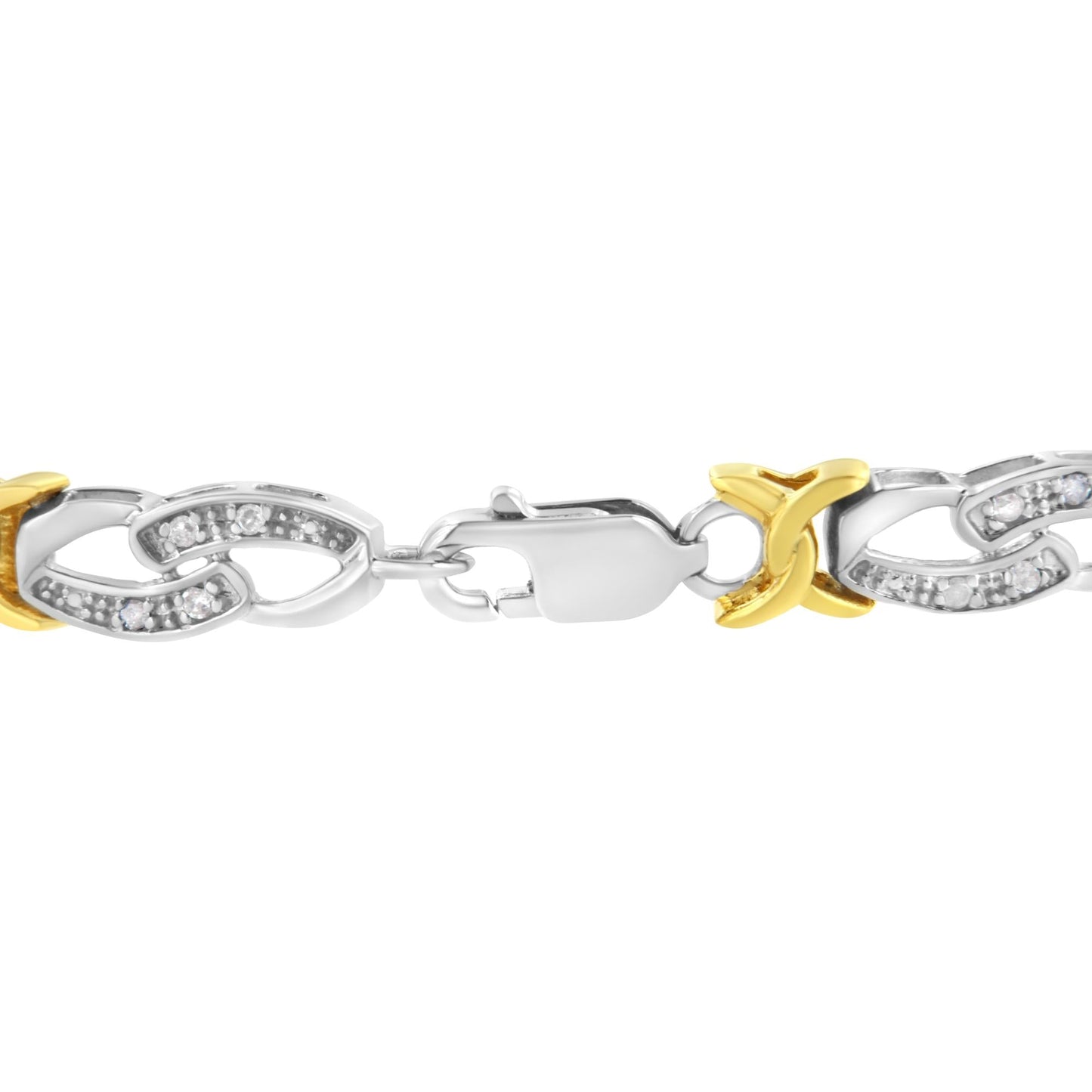 10k Yellow Gold Plated Sterling Silver 1/4 cttw Diamond Infinity and X Link