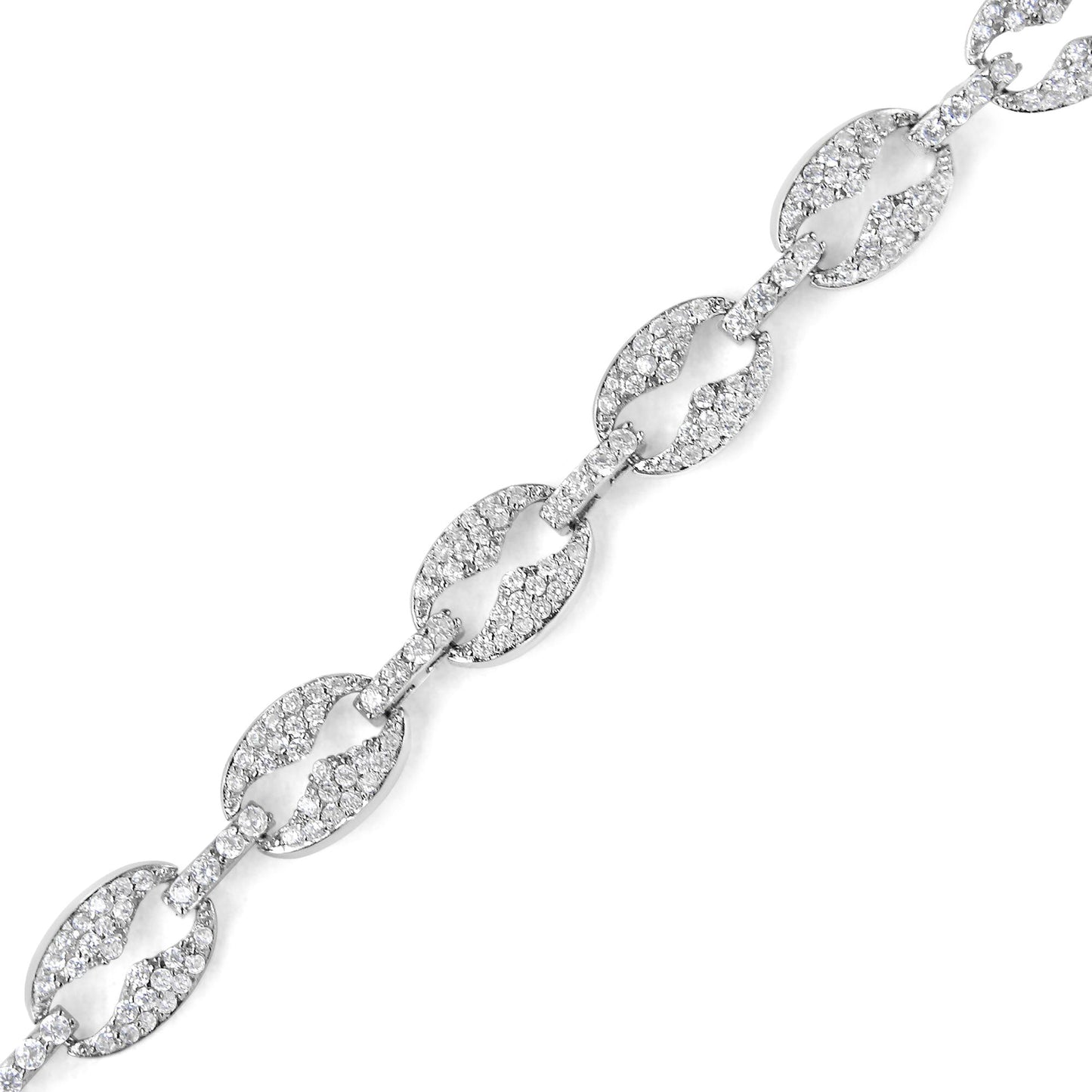 14K White Gold 1 1/2 Cttw Round Diamond Set Link Bracelet (I-J Color I1-I2