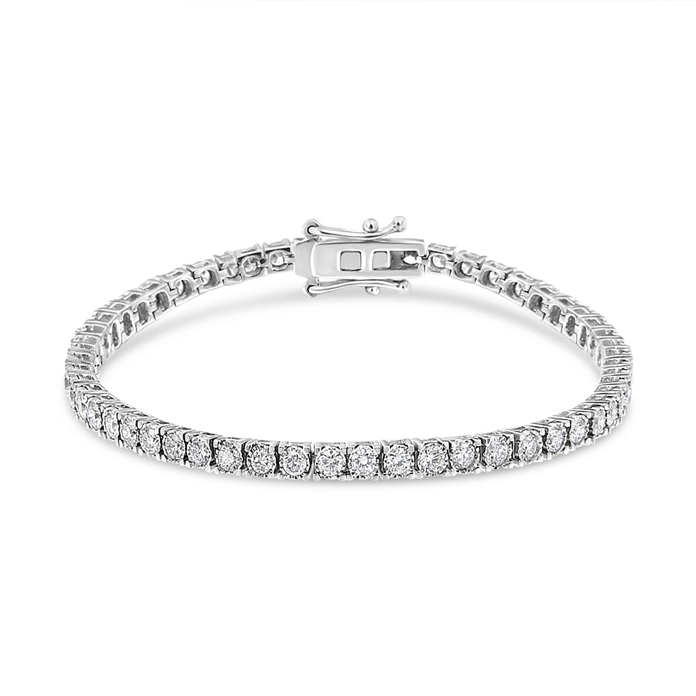 14K White Gold 3.0 Cttw Miracle Set Round-Cut Lab Grown Diamond Illusion