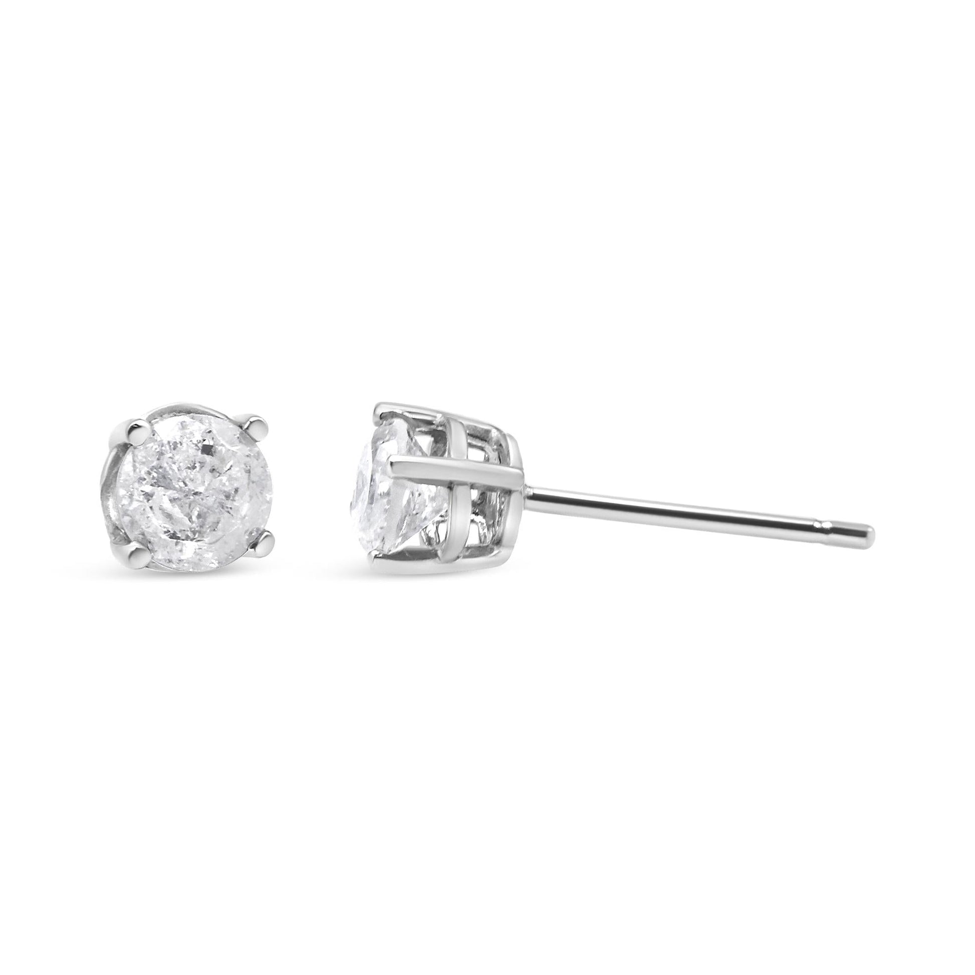 .925 Sterling Silver 4-Prong Round-cut ’Salt and Pepper’ Diamond Classic