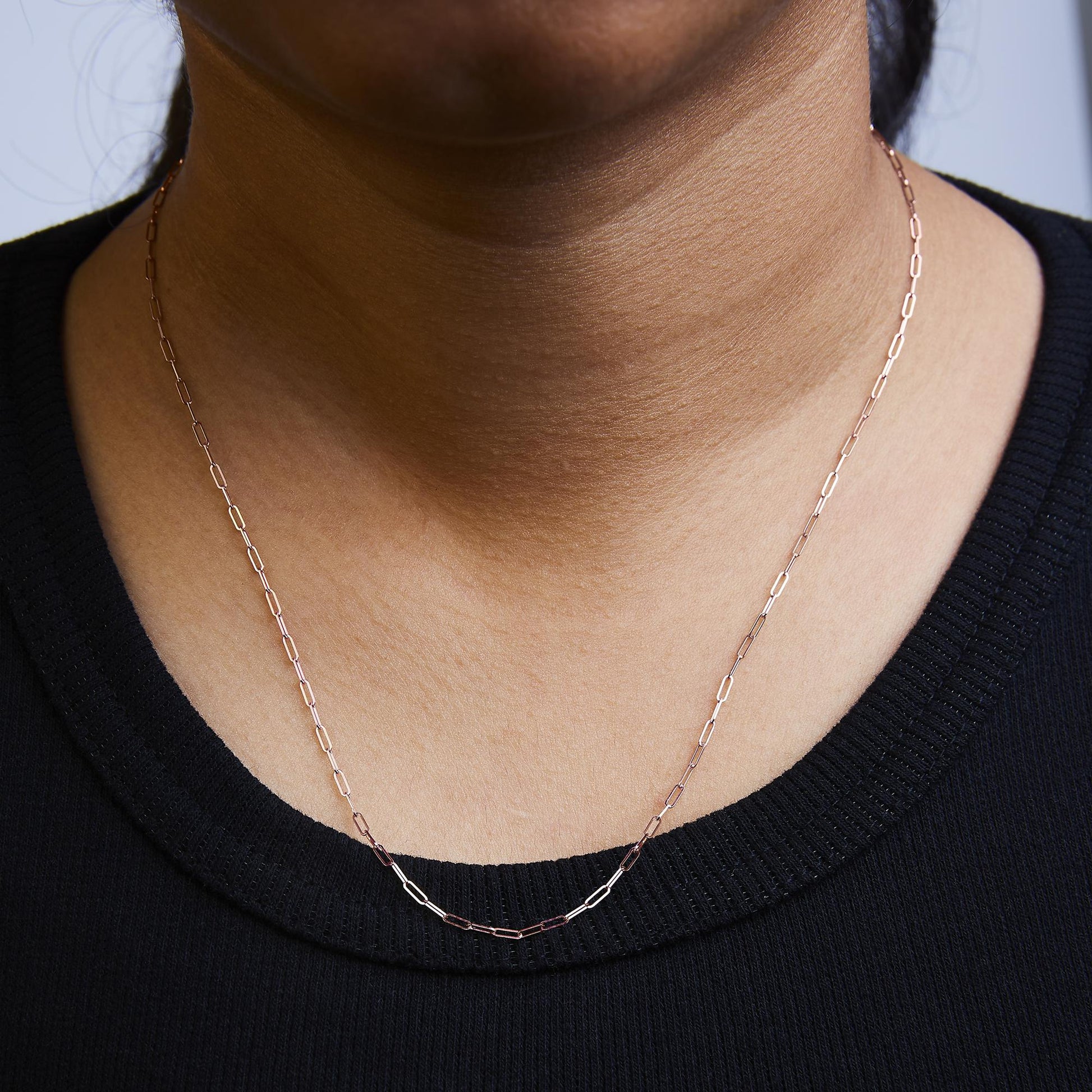 Unisex Solid 14K Gold 1.5mm Paperclip Chain Necklace - Choice of Length