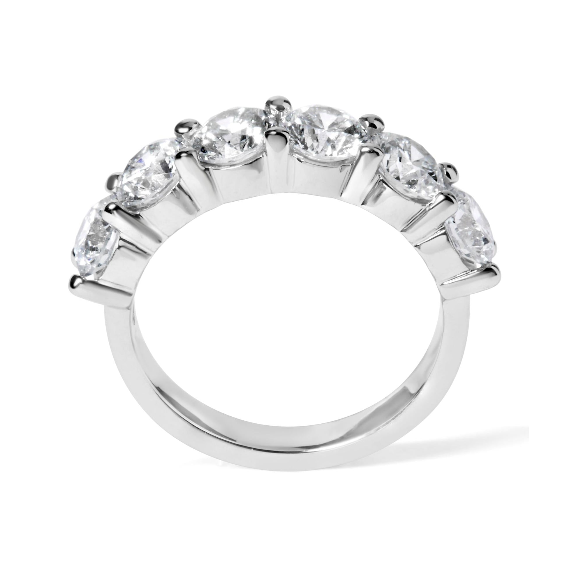 14K White Gold 3.0 Cttw Lab-Grown Diamond Shared Prong Set 6 Stone Band Ring