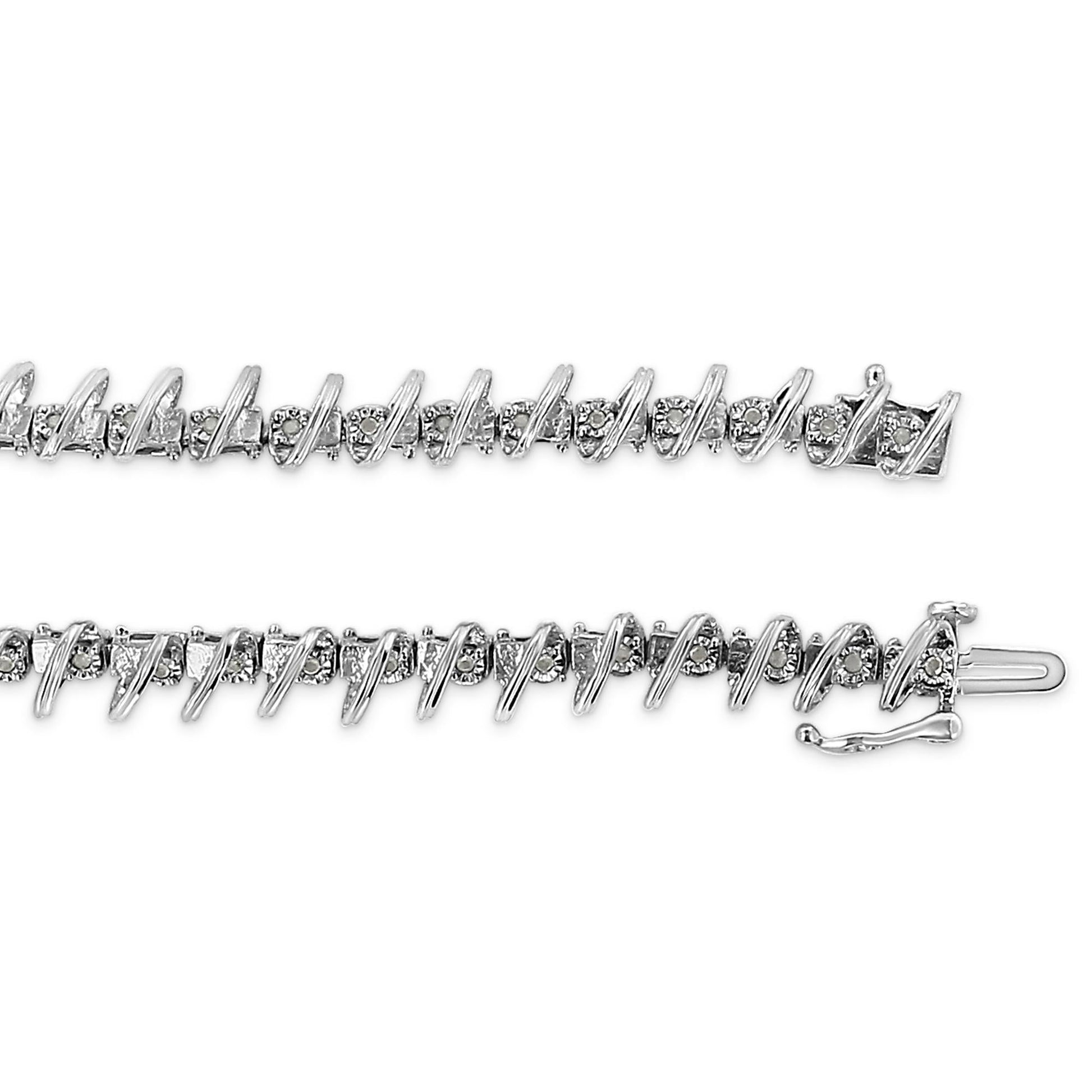 .925 Sterling Silver 1/4 cttw Miracle Set Diamond S Curve Link Bracelet (I-J