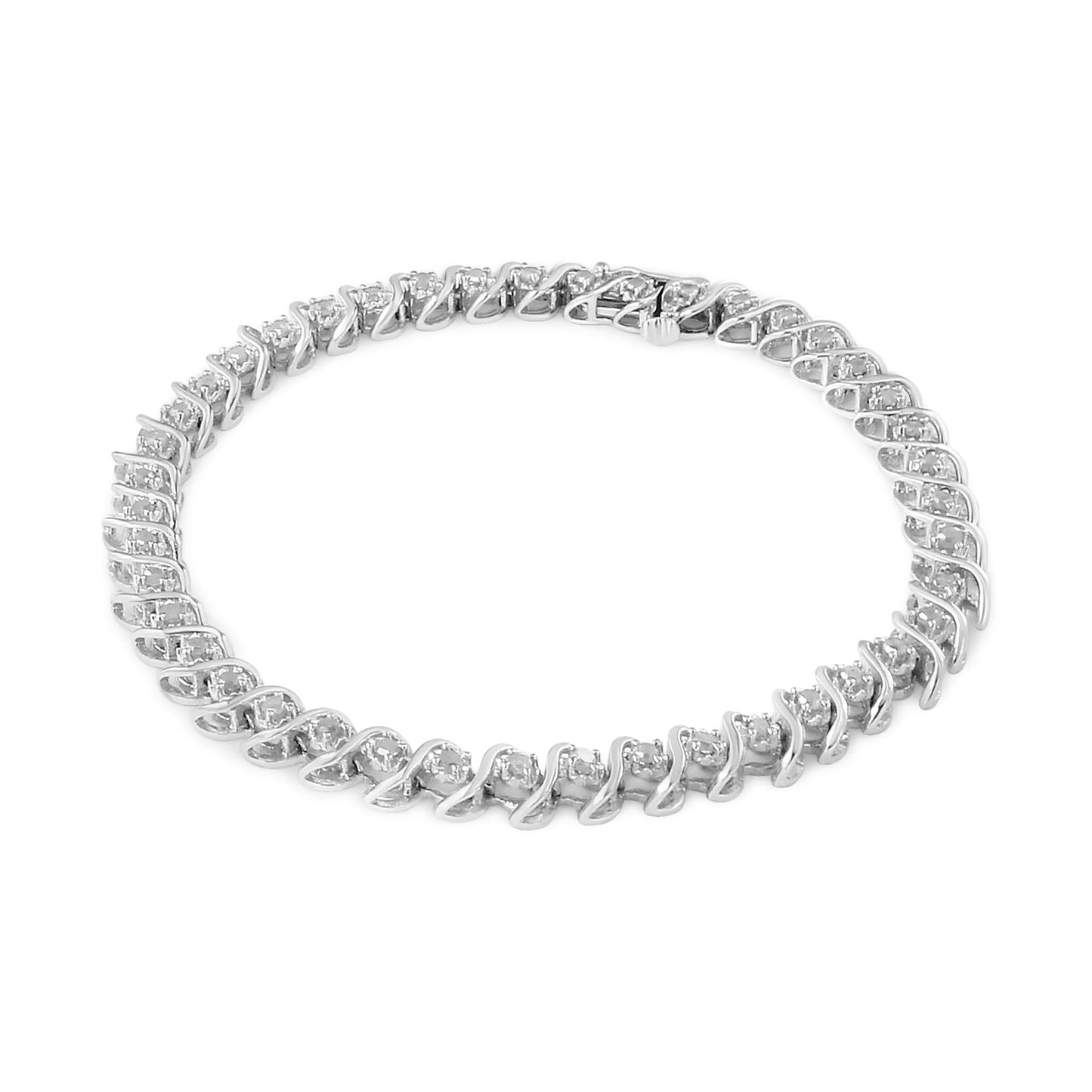 .925 Sterling Silver 1.0 Cttw Round Miracle-Set Diamond 7" Tennis Bracelet (I-J Color, I3 Clarity)