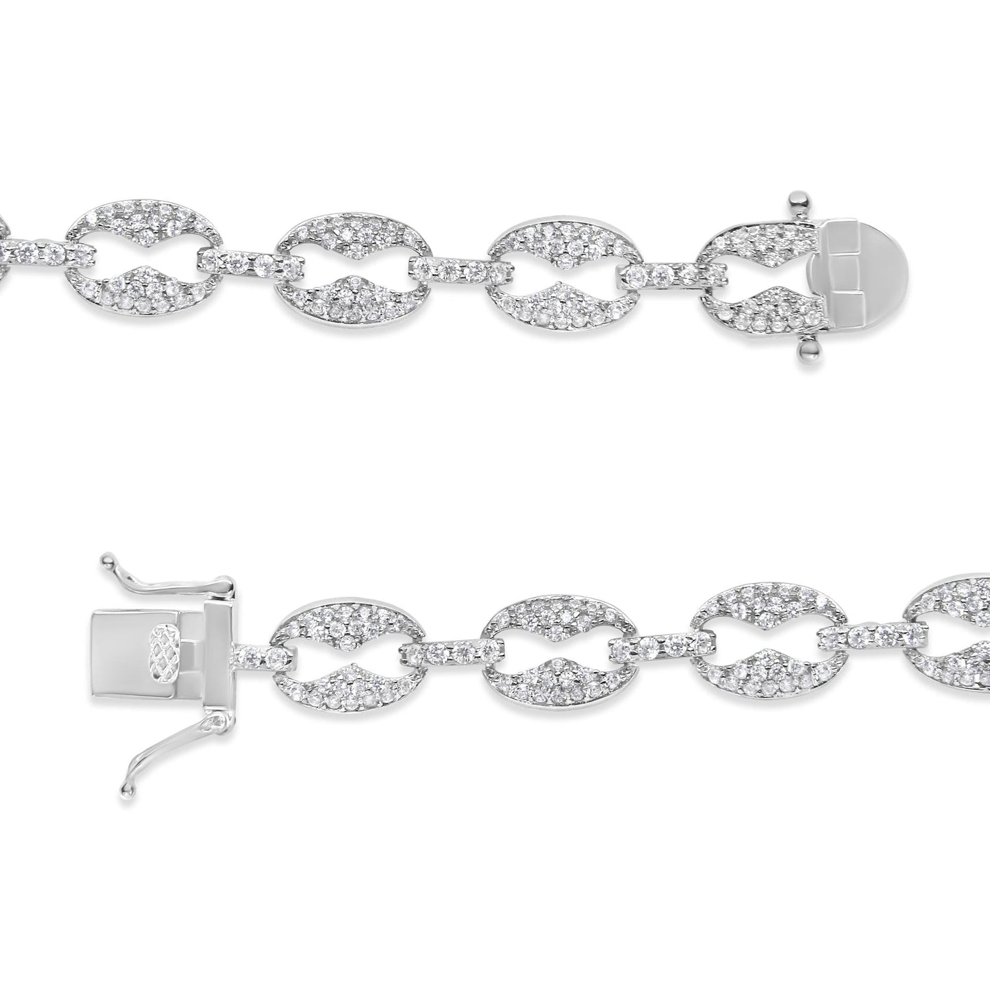 14K White Gold 1 1/2 Cttw Round Diamond Set Link Bracelet (I-J Color I1-I2