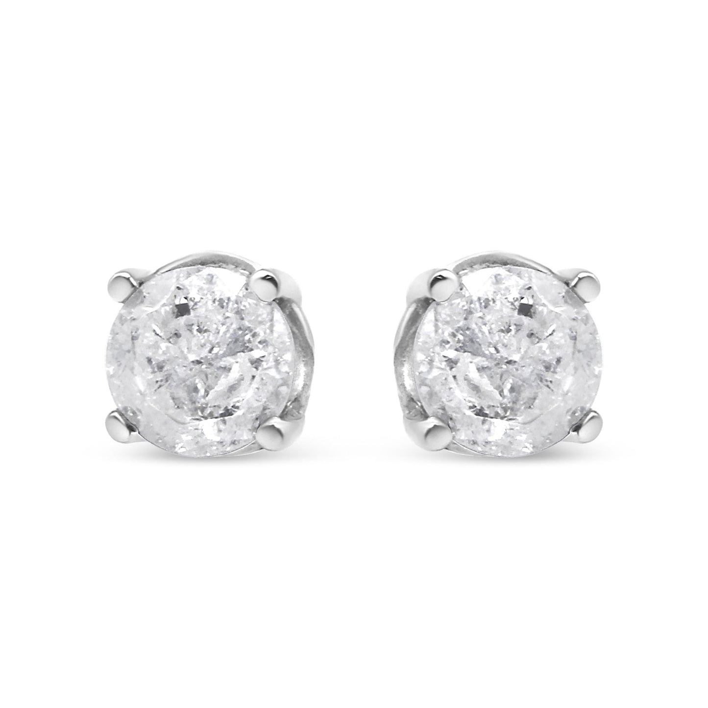 .925 Sterling Silver 4-Prong Round-cut ’Salt and Pepper’ Diamond Classic