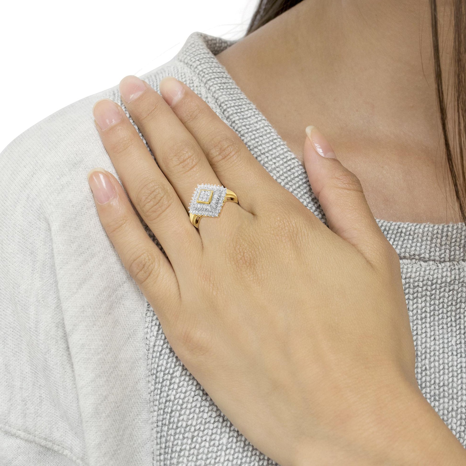 10K Yellow Gold Diamond Ballerina Ring (1 Cttw I-J Color I1-I2 Clarity)