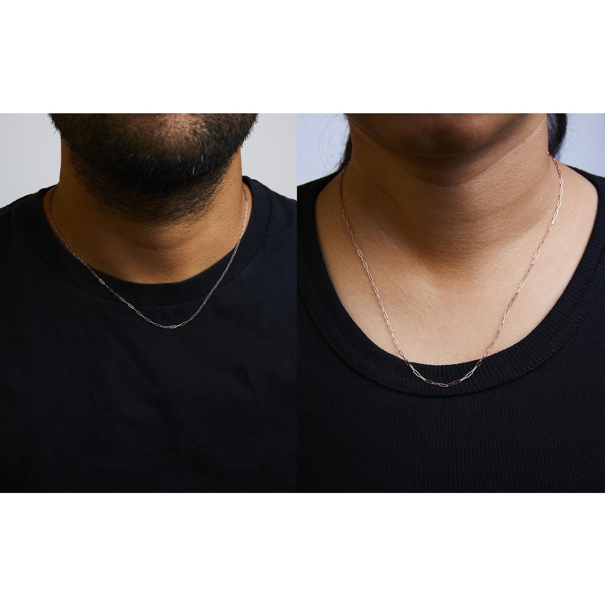 Unisex Solid 14K Gold 1.5mm Paperclip Chain Necklace - Choice of Length