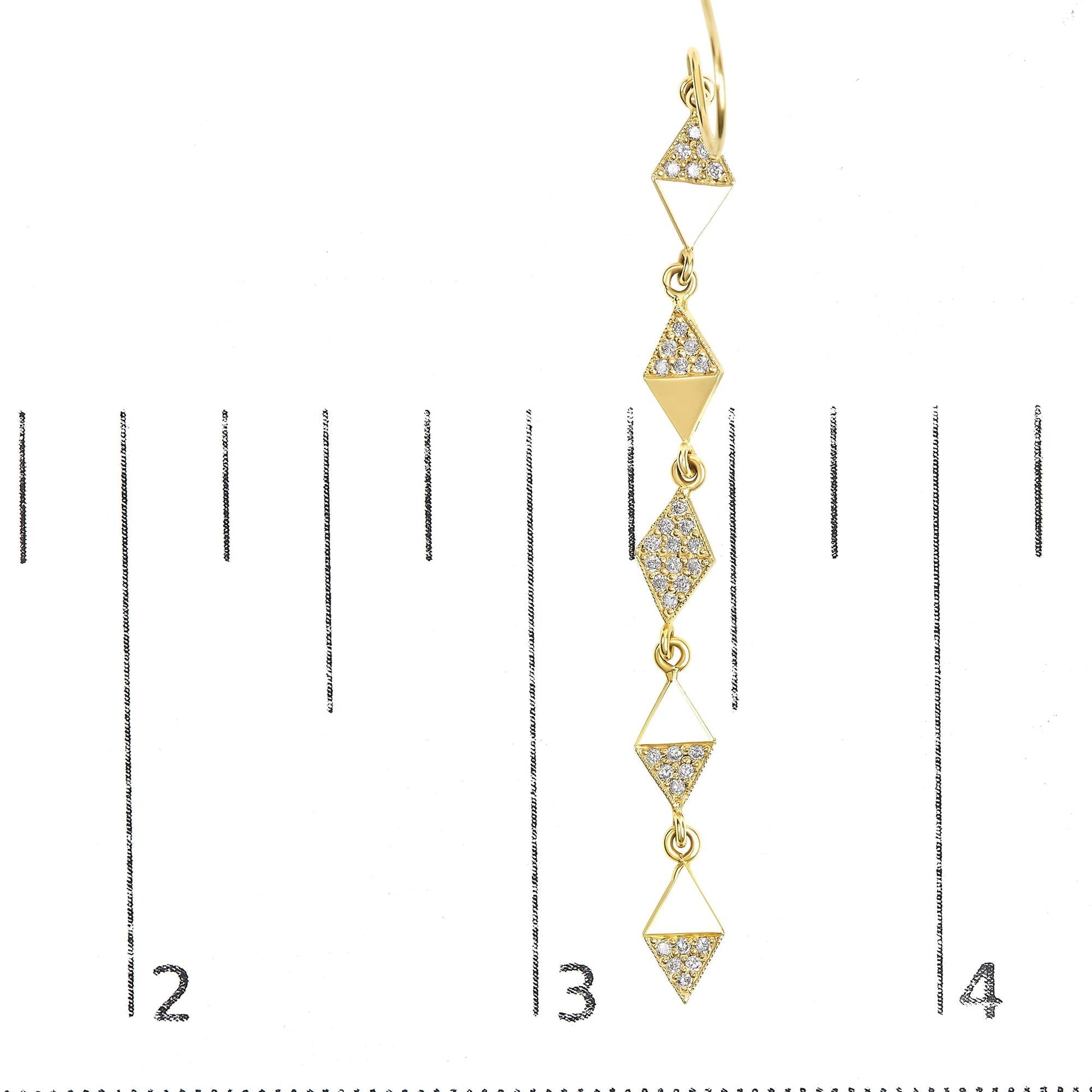 14K Yellow Gold 1/3 Cttw Diamond Studded Kite Drop and Dangle Earrings (H-I