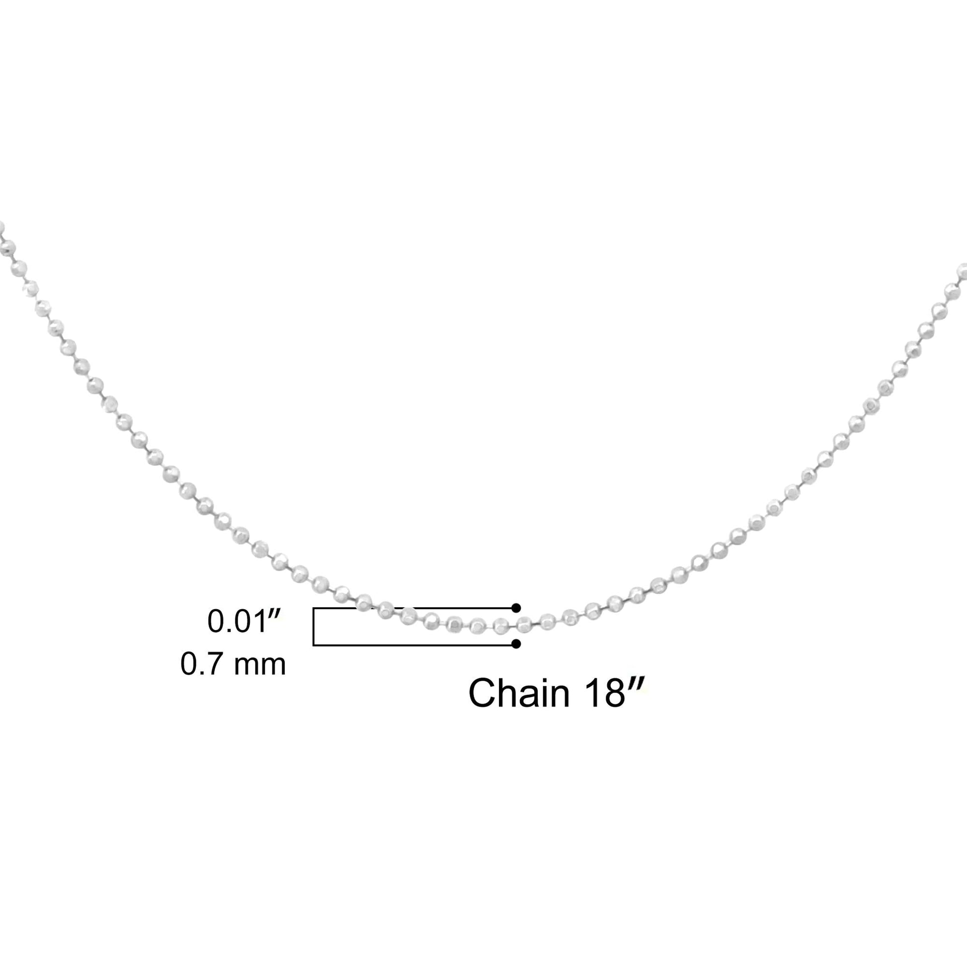 .925 Sterling Silver 0.7mm Slim and Dainty Unisex 18’’ Inch Ball Bead Chain