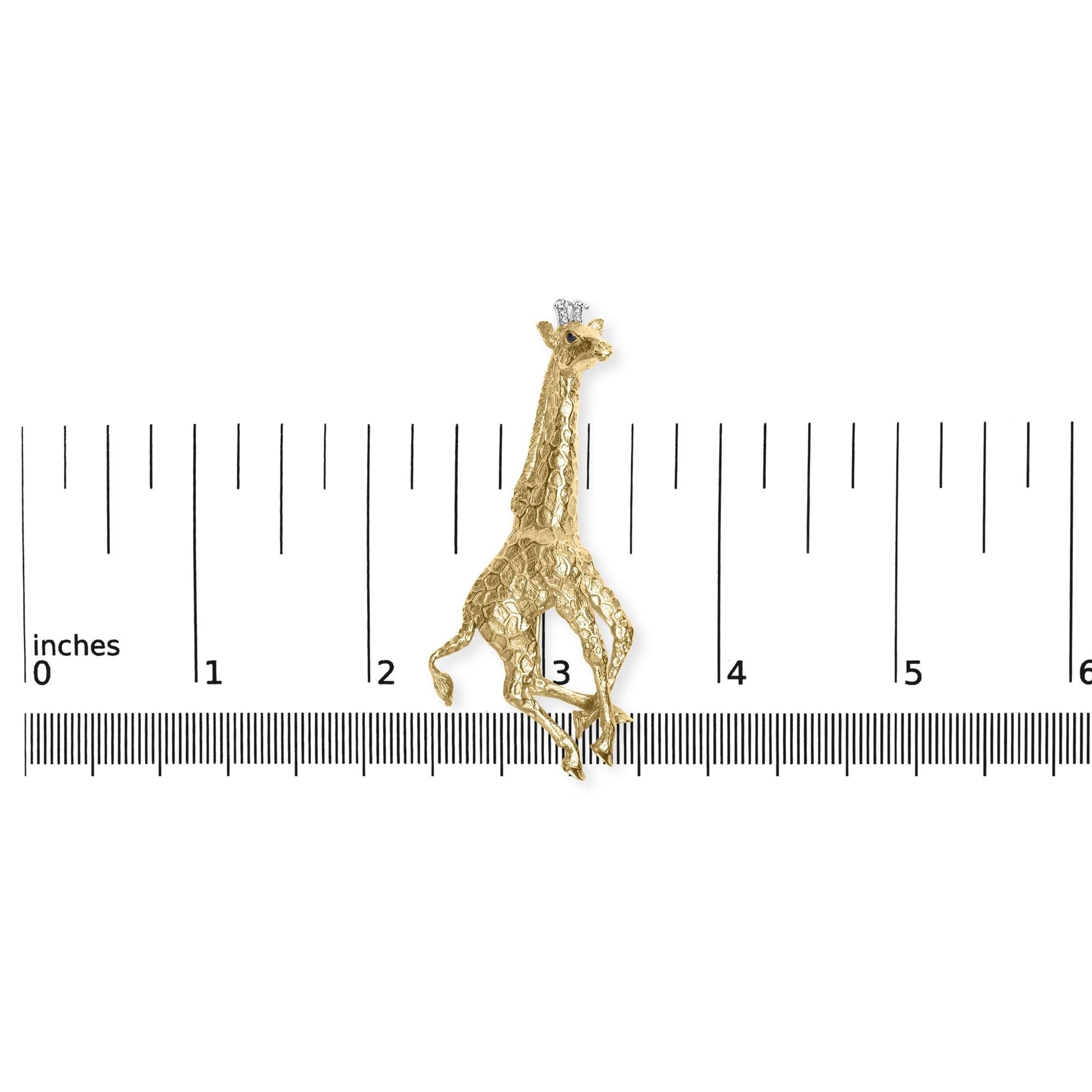 18K Yellow Gold Diamond Accent and Blue Sapphire Giraffe Pin Brooch (G-H Color