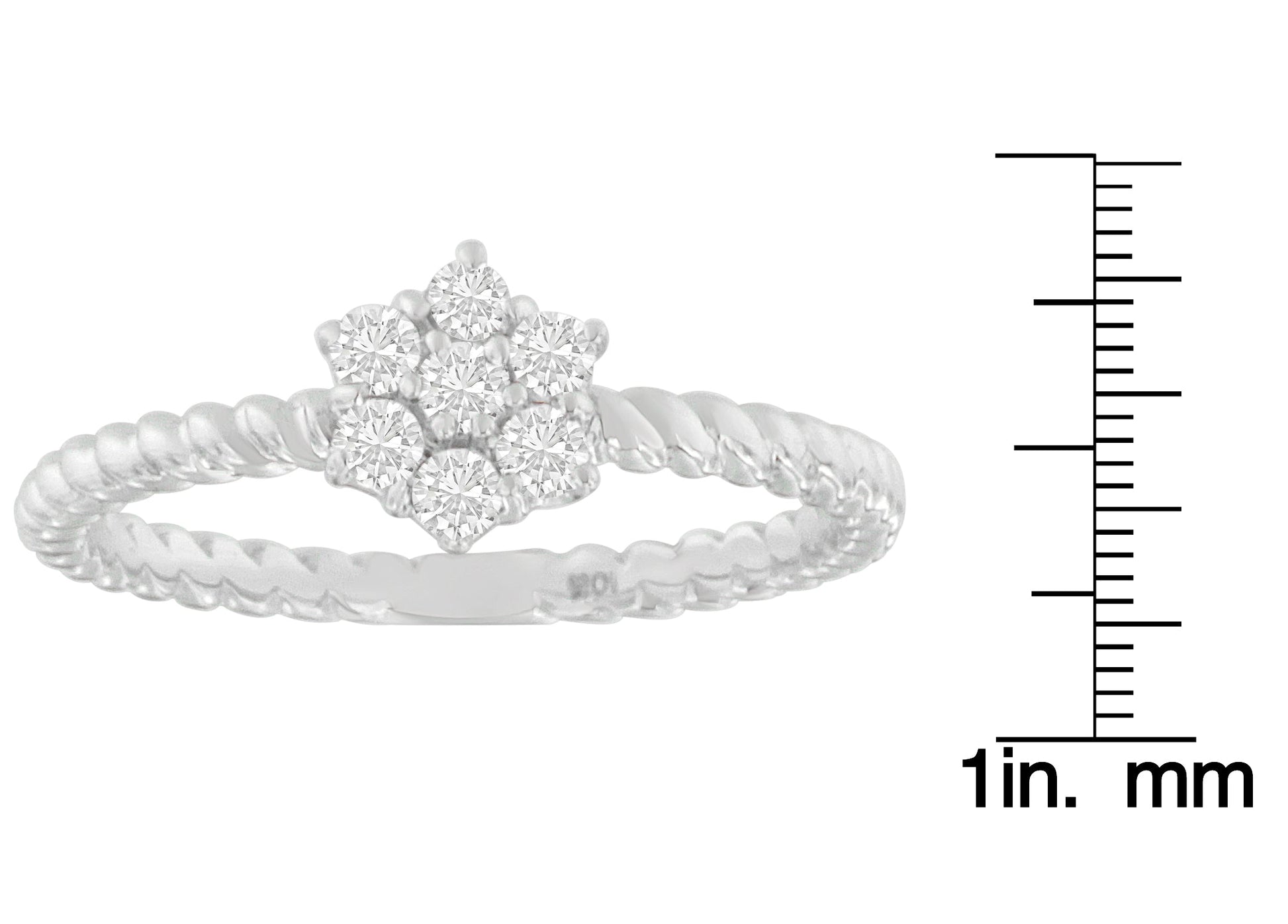 10K White Gold Diamond Cluster Ring (1/4 Cttw H-I Color SI1-SI2 Clarity)