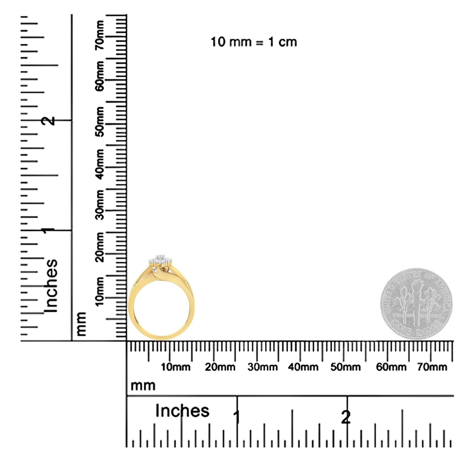 10K Yellow Gold 1/2 cttw Diamond Cluster Cocktail Ring (J-K Clarity I1-I2