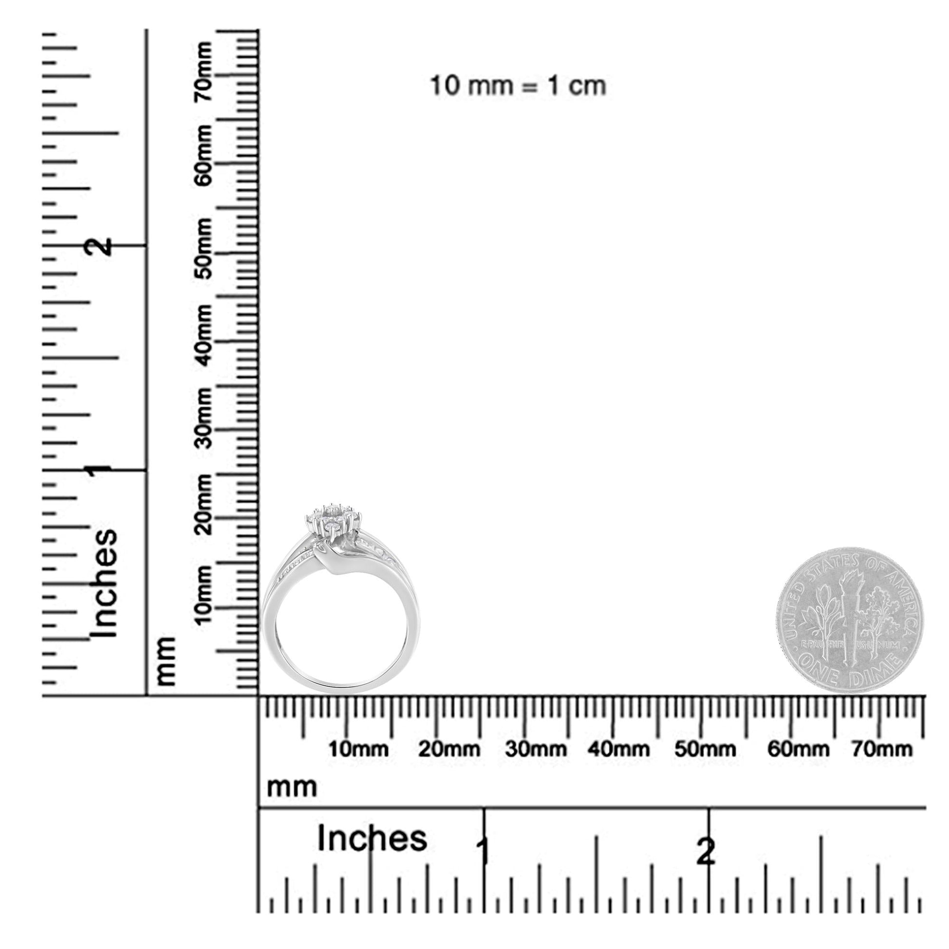 10K White Gold 1/2 cttw Diamond Cluster Ring (H-I Clarity I2-I3 Color)