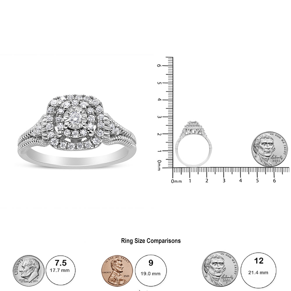 .925 Sterling Silver 1/3 Cttw Miracle Set Round-Cut Diamond Cocktail Ring (H-I