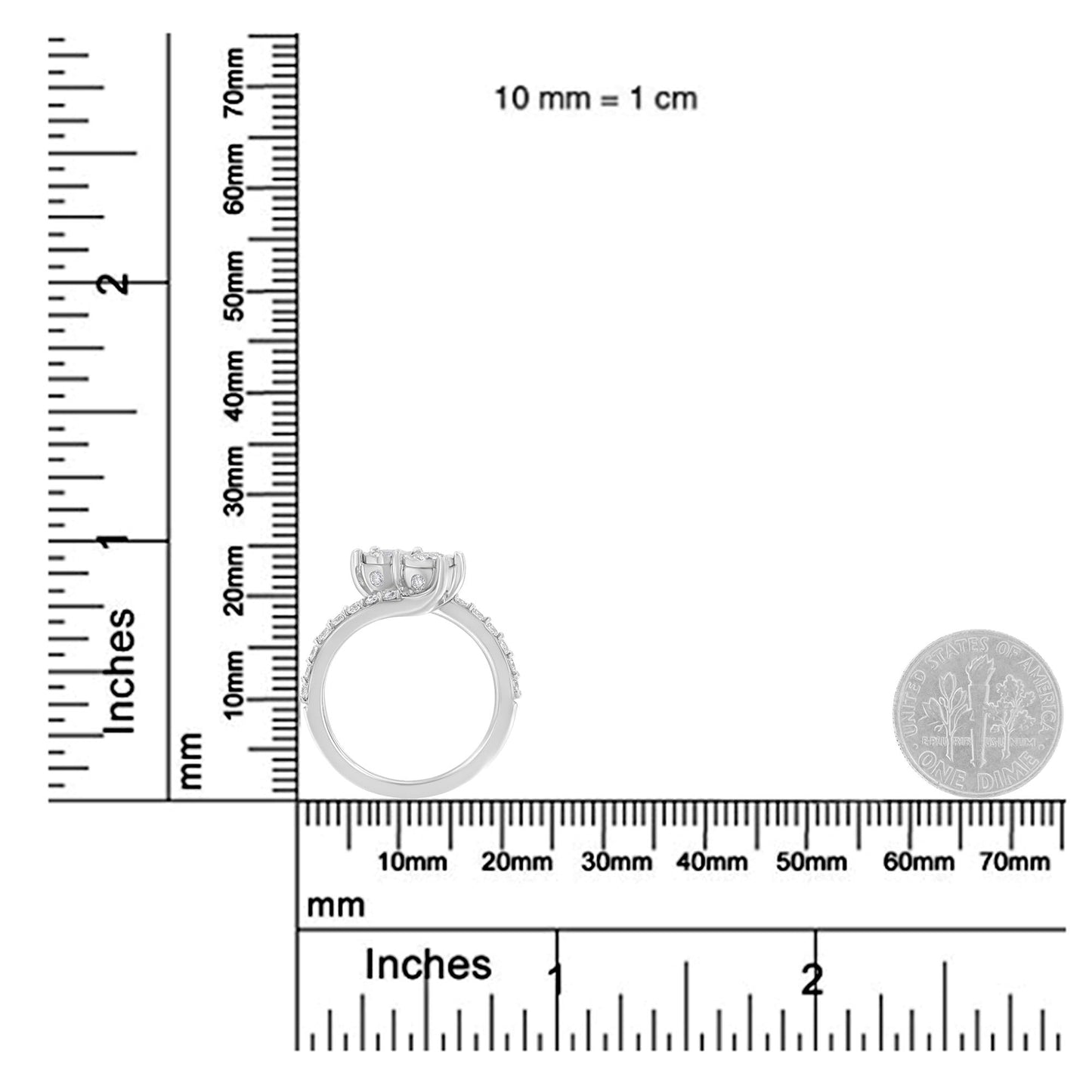 10K White Gold Two-Stone Miracle-Set Diamond Bypass Ring (1 Cttw H-I Color