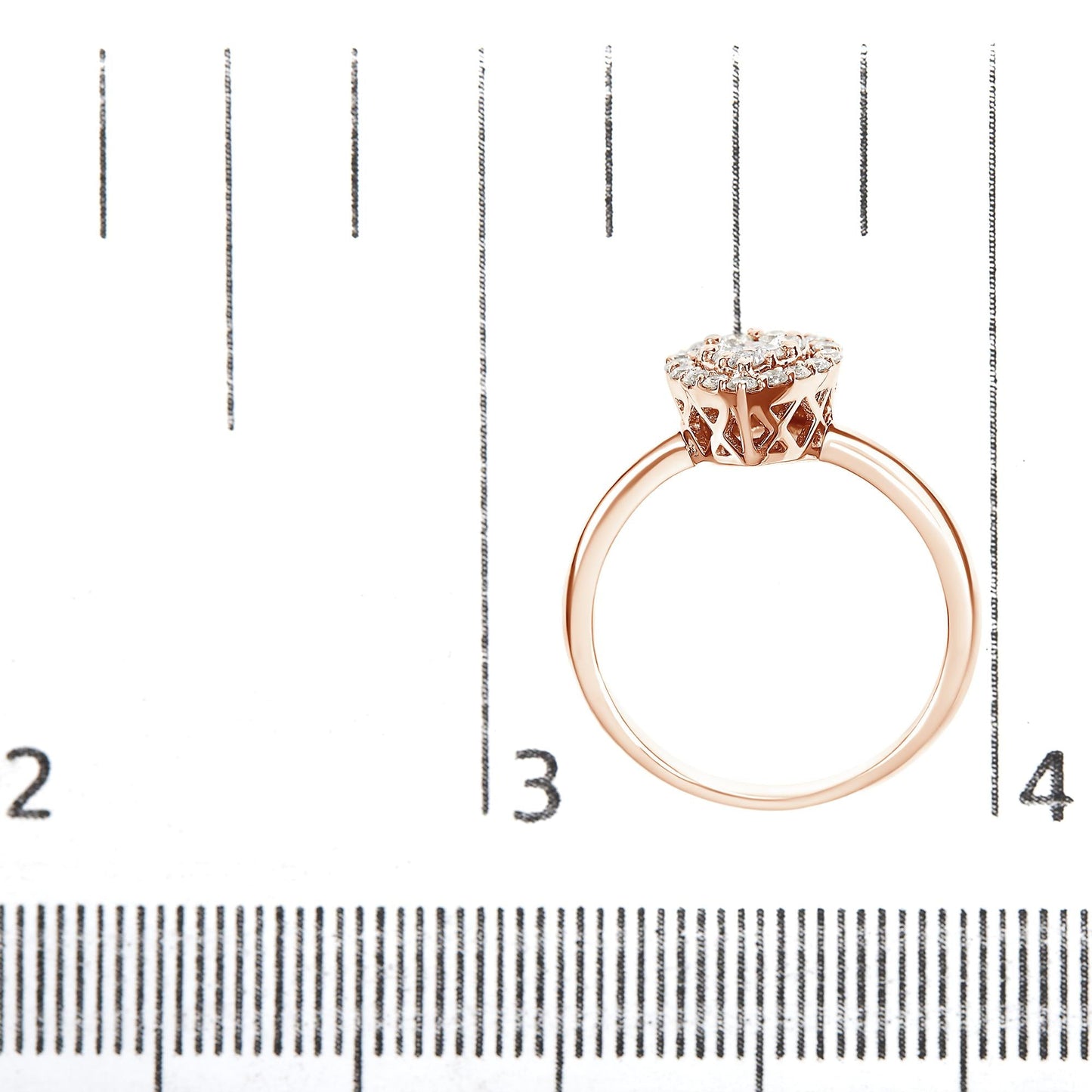 10K Rose Gold 3/8 Cttw Composite Diamond Pear Shaped Halo Promise Ring (I-J Color, I2-I3 Clarity)