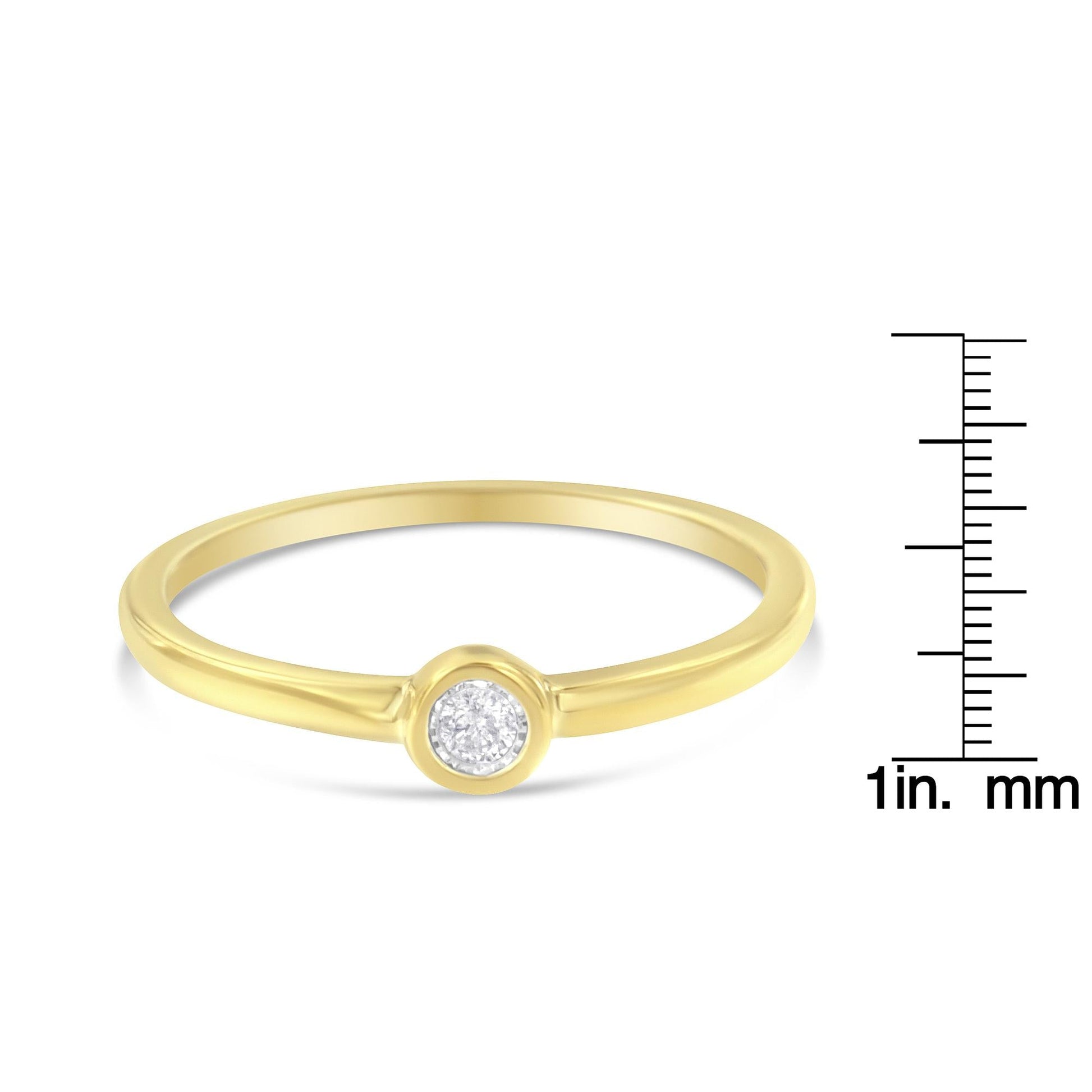 14K Yellow Gold Plated.925 Sterling Silver Miracle Set Diamond Ring (1/20 Cttw