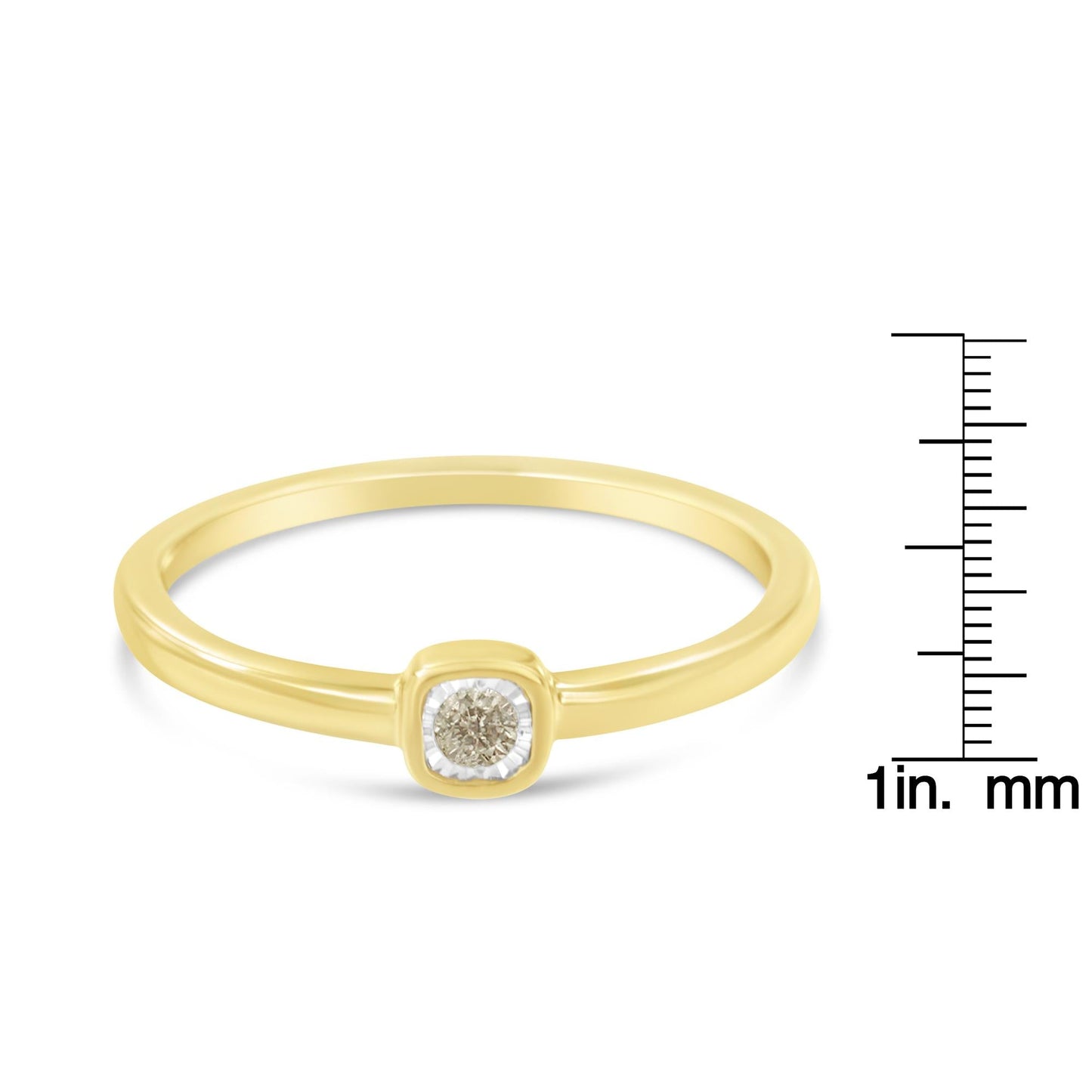 14K Yellow Gold Plated.925 Sterling Silver 1/20 Carat Diamond Square