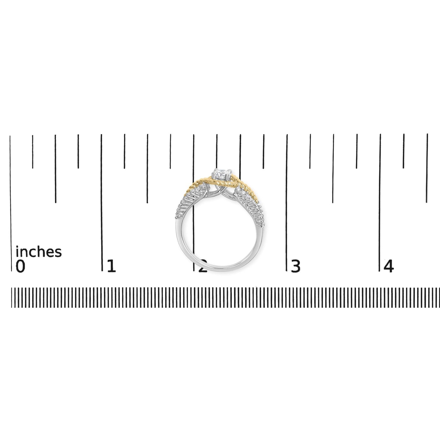 14K Two-Toned Gold Diamond 3/8 Cttw Diamond Split Shank and Beaded Halo Engagement Ring (G-H Color, VS2-SI1 Clarity) - Size 7