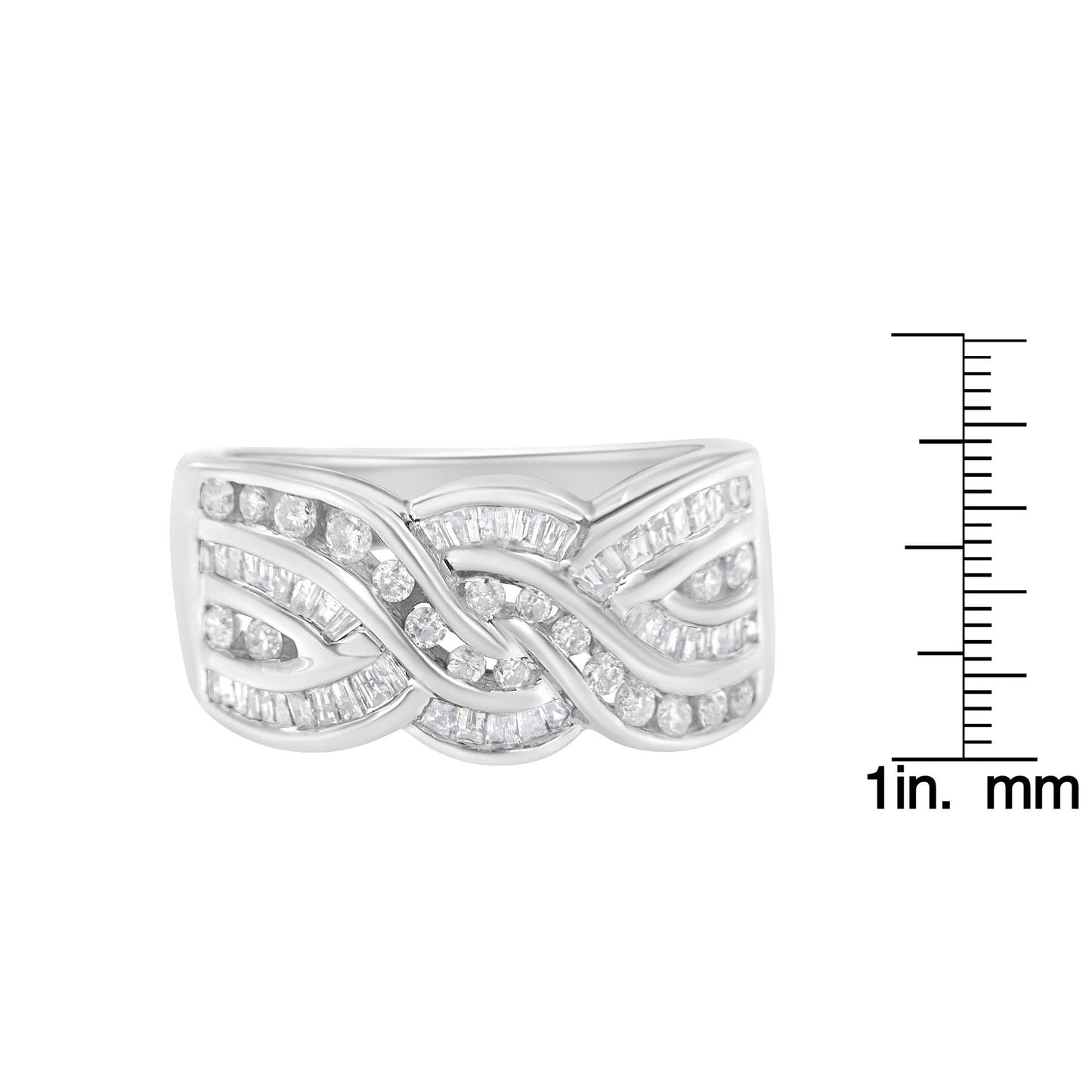 10K White Gold Diamond Bypass Ring (1 Cttw H-I Color I1-I2 Clarity)