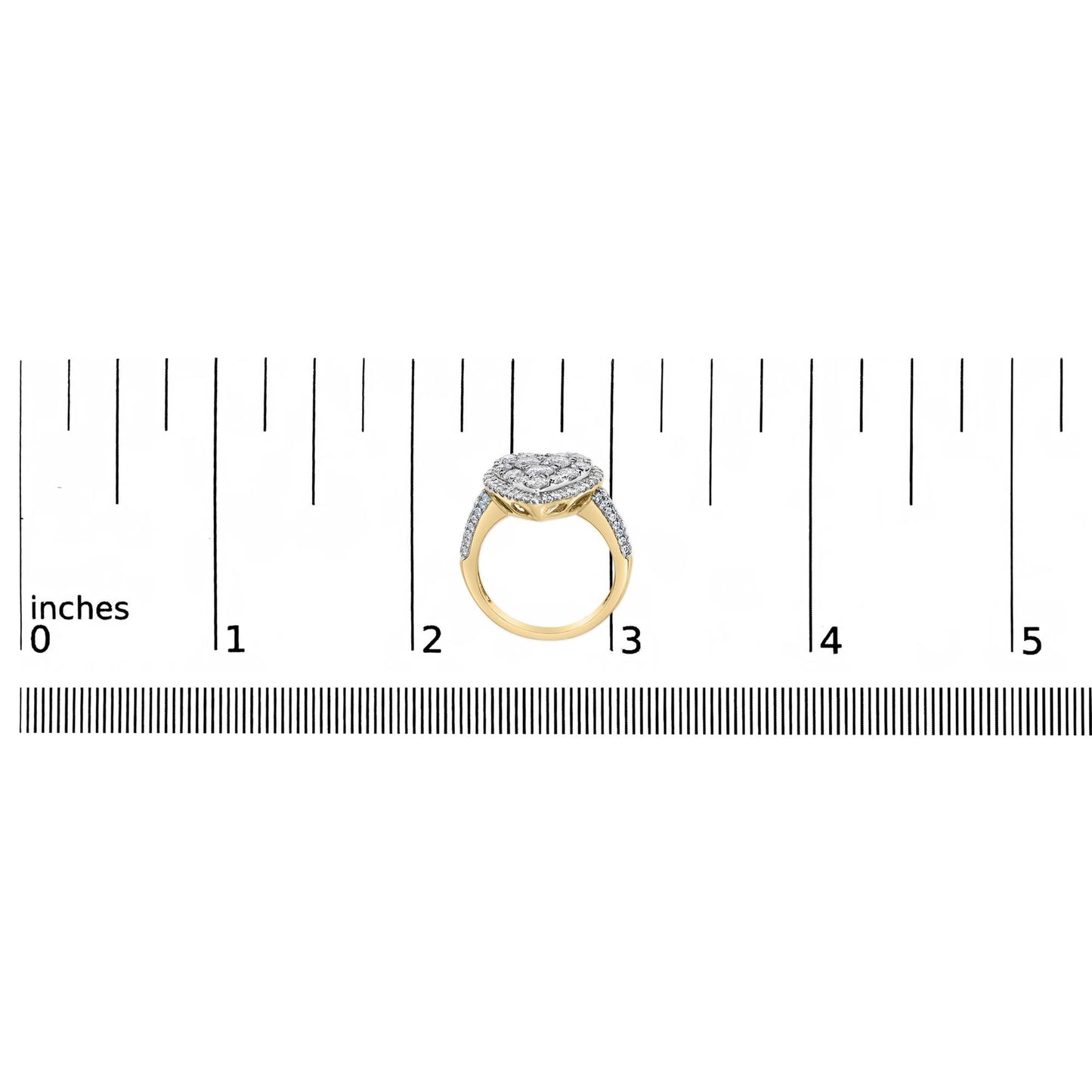 14K Yellow Gold 1 1/2 Cttw Diamond Heart Shaped Composite Ring (H-I Color