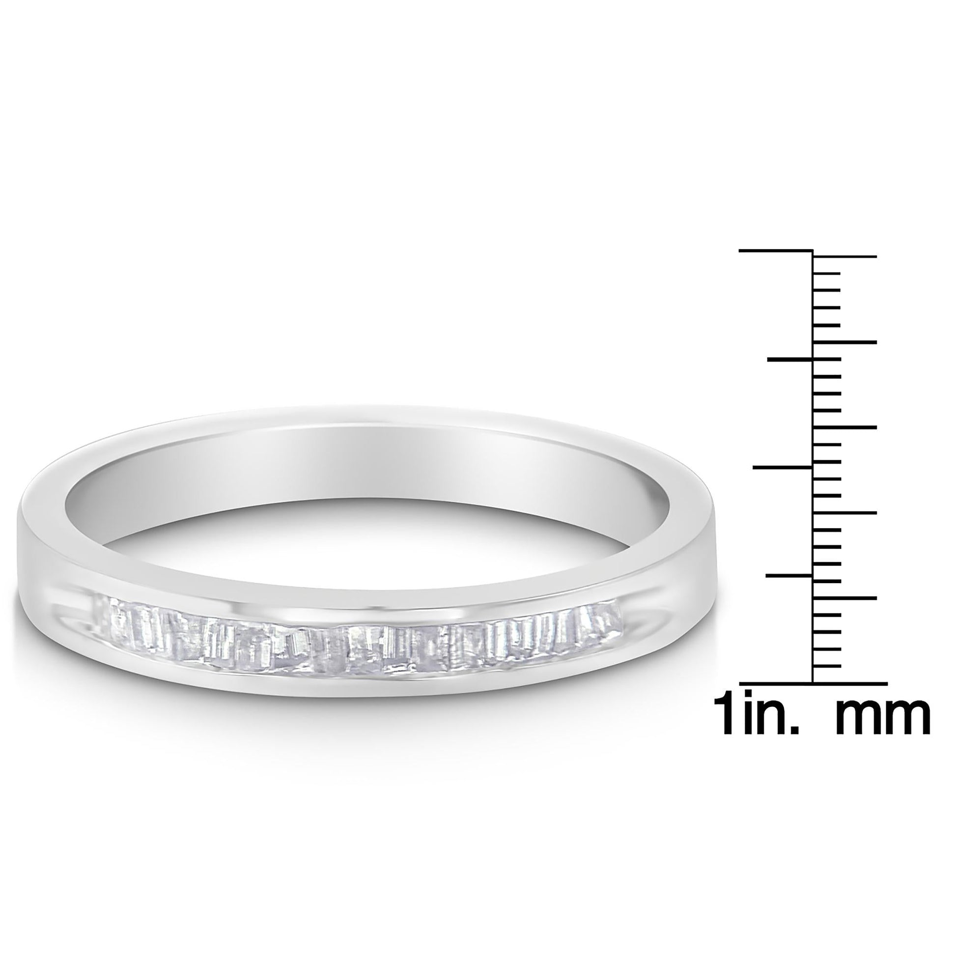 .925 Sterling Silver 1/5 Cttw Diamond Channel-Set Stackable Band Ring (H-I