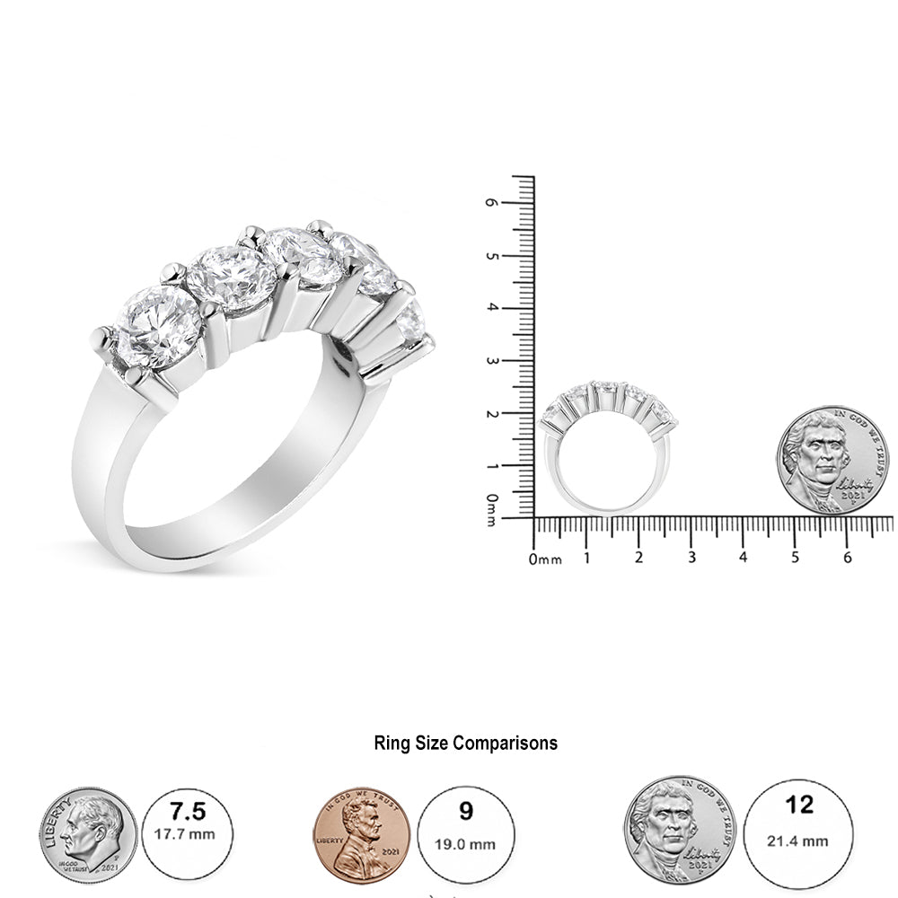 14K White Gold 3.0 Cttw Lab Grown Diamond Shared Prong Set 5 Stone Anniversary