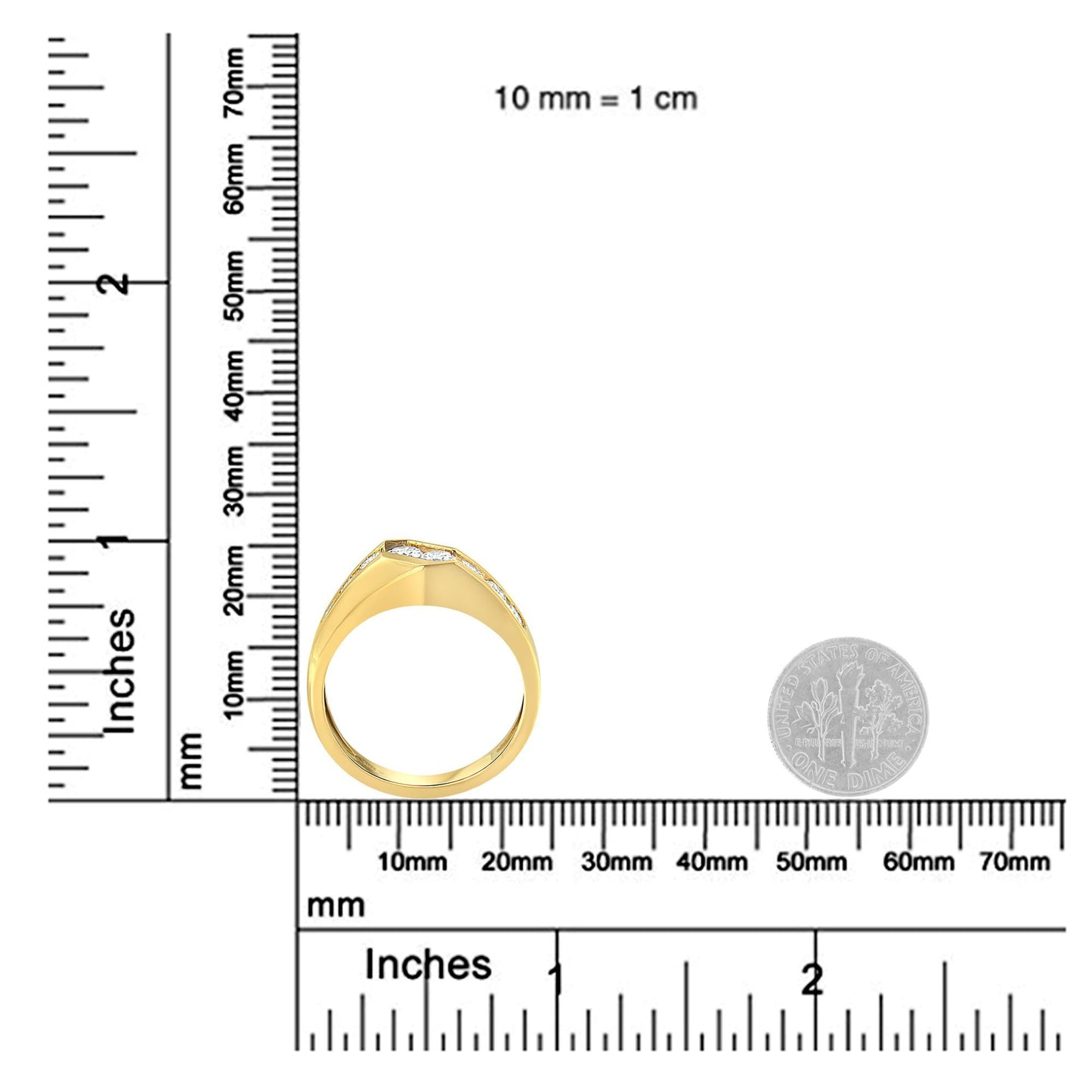 14KT Yellow Gold Men’s Round Cut Diamond Ring (1 cttw H-I Color SI2-I1