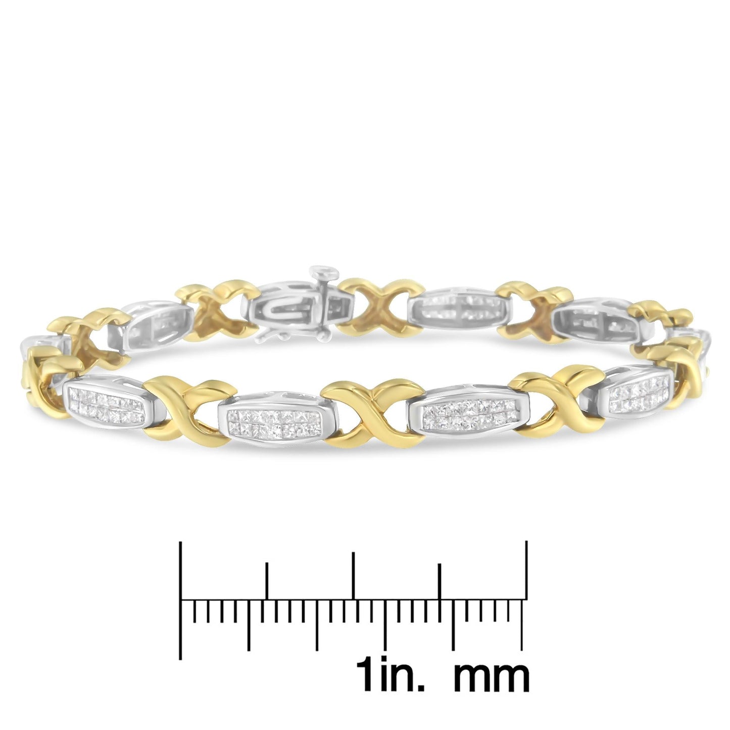 Two-Tone 14K Yellow & White Gold 2.0 Cttw Princess-Cut Diamond Tapered