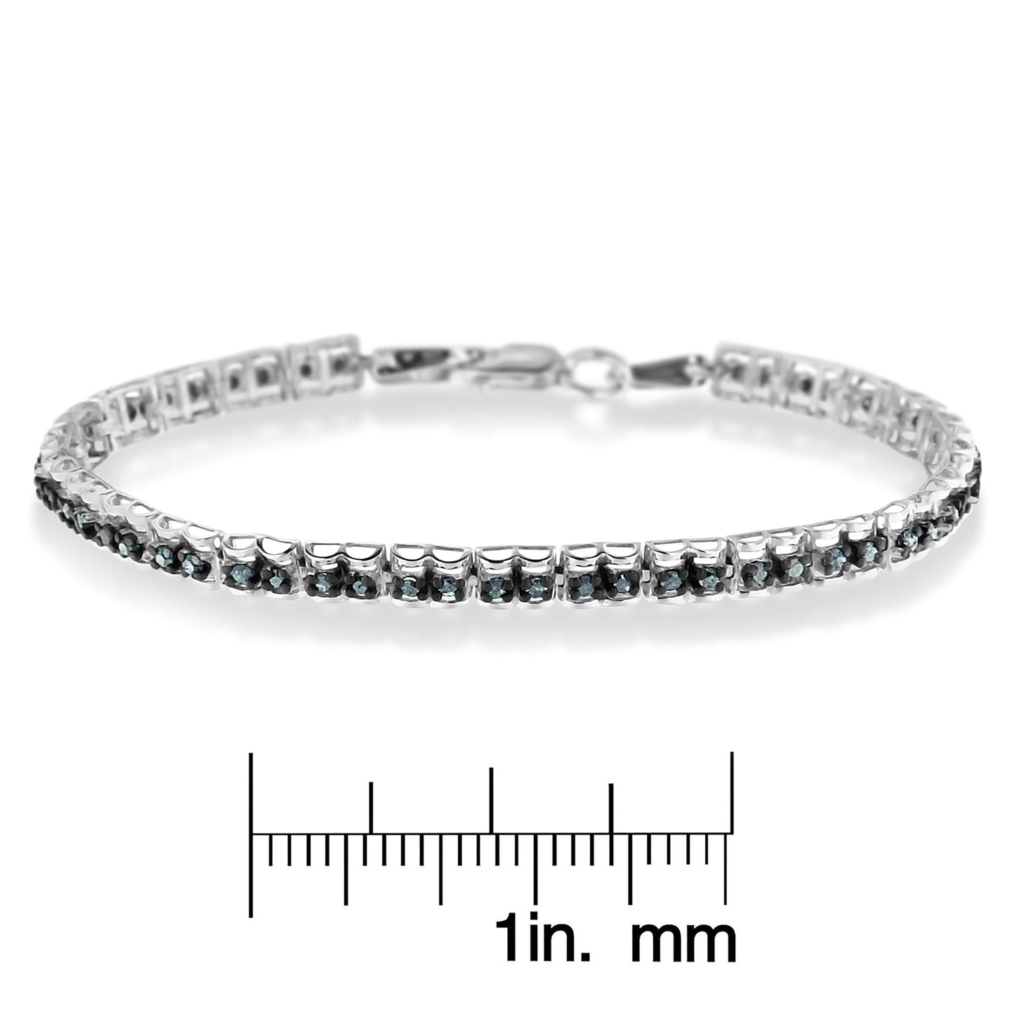 Black Rhodium over.925 Sterling Silver 1.0 Cttw Rose Cut Diamond Double-Link