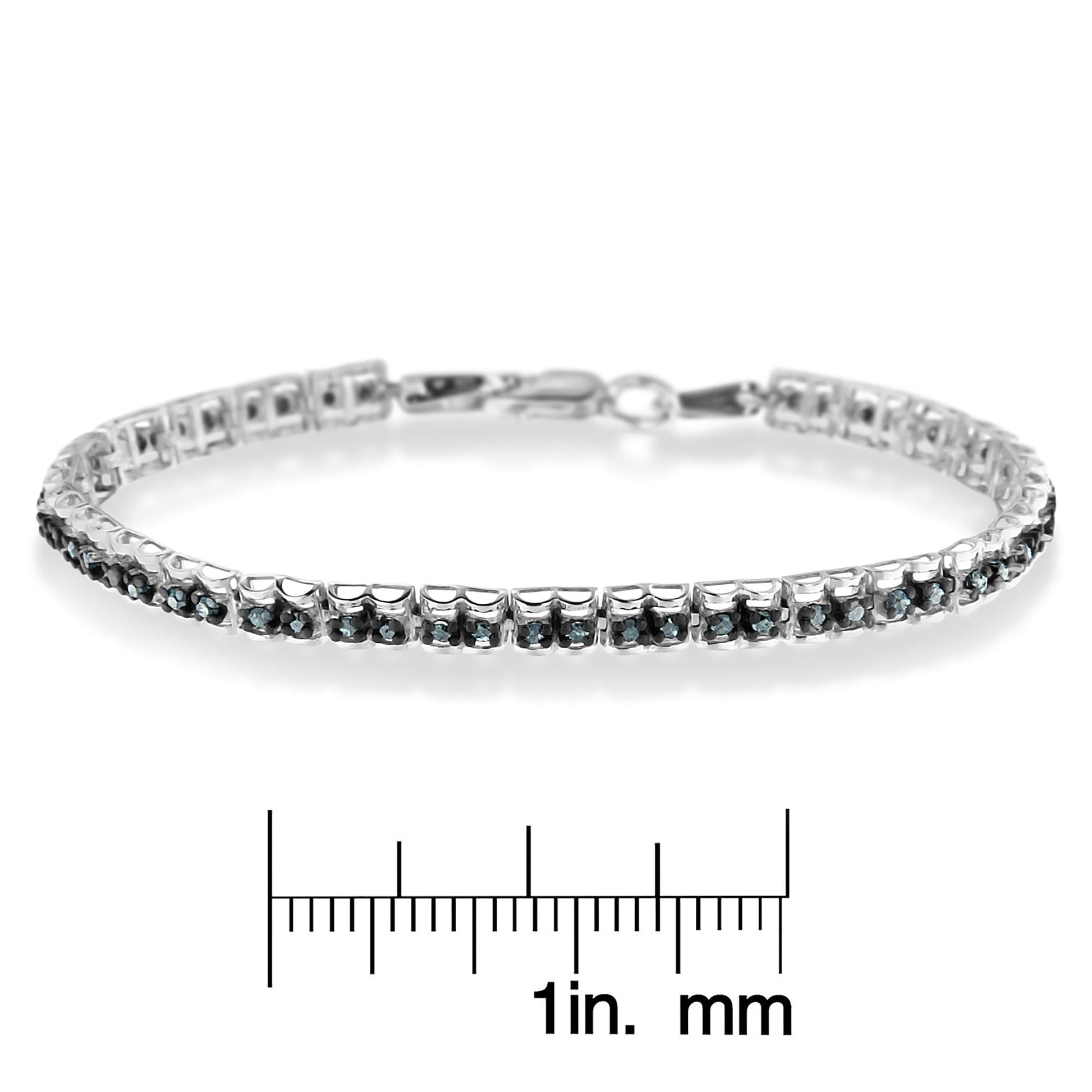 Black Rhodium over.925 Sterling Silver 1.0 Cttw Rose Cut Diamond Double-Link