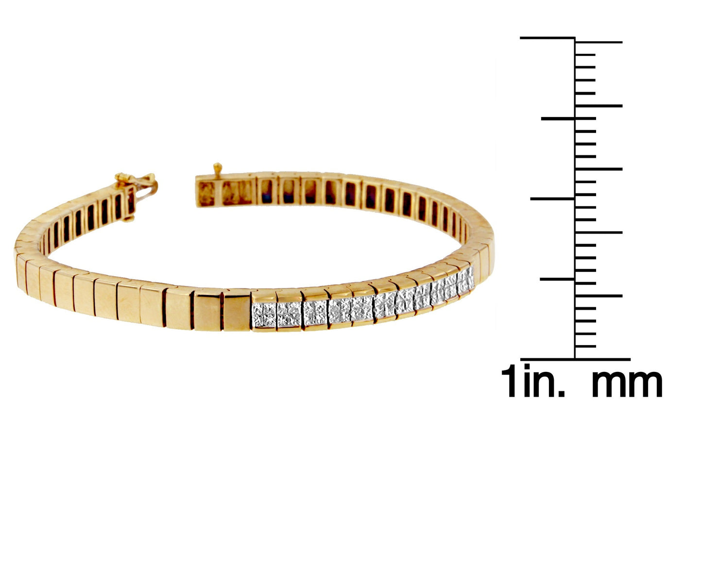 14K Yellow Gold Princess Cut Diamond Banded Bracelet (1.00 cttw G-H Color