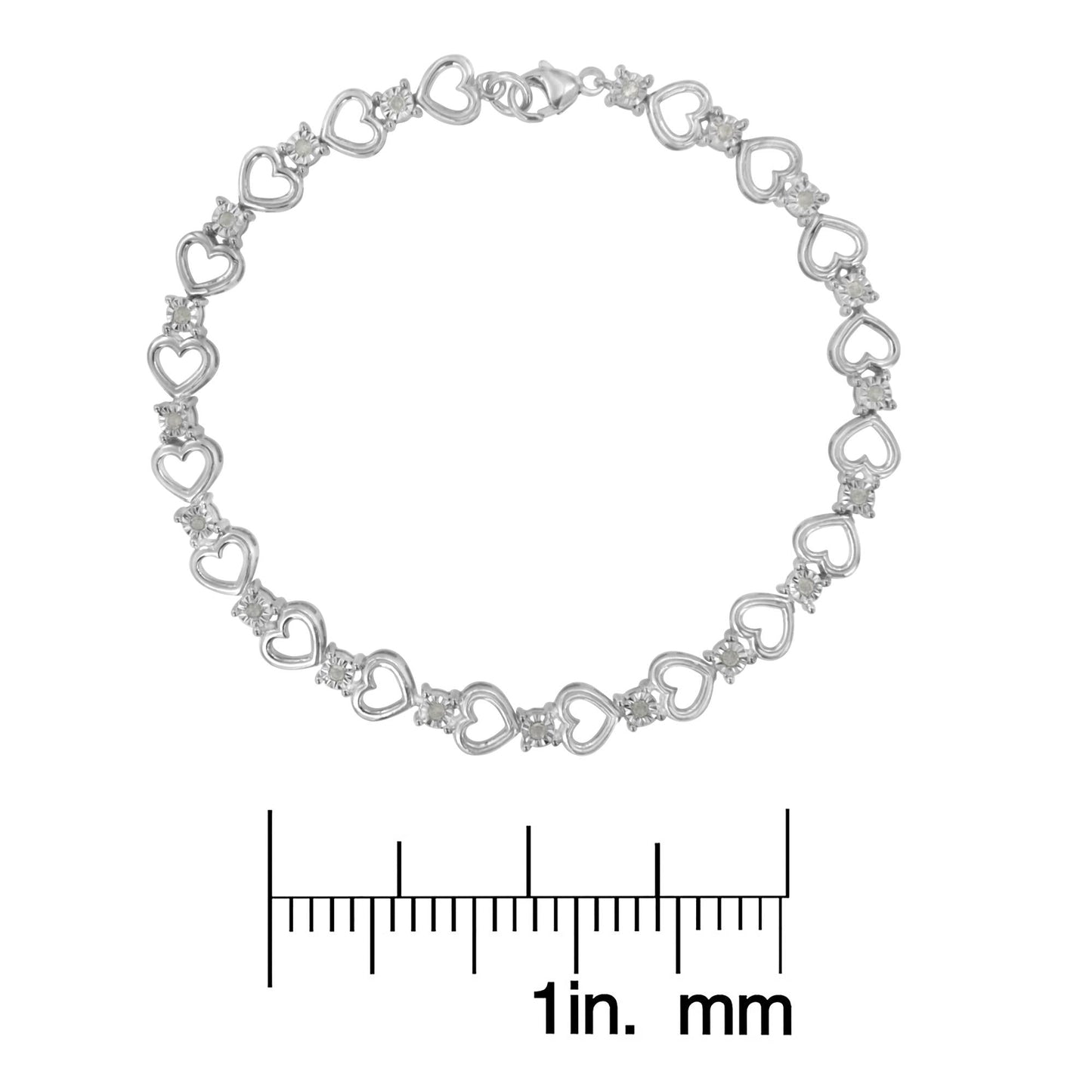 Sterling Silver Diamond Heart Link Bracelet (1/4 cttw I-J Color I3 Clarity)