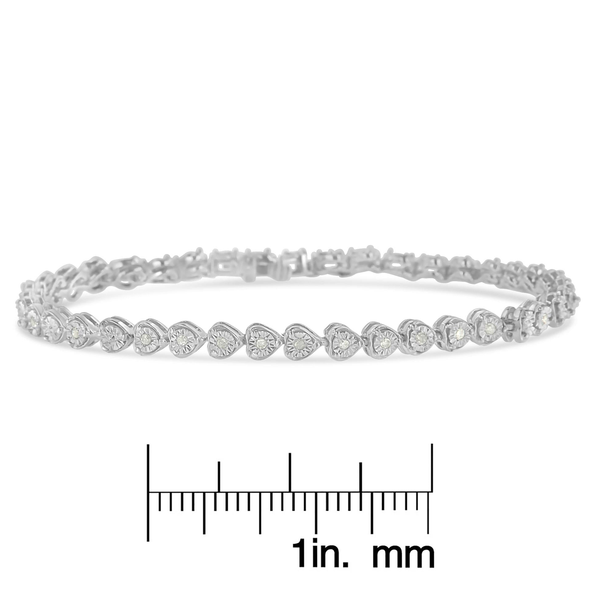 Sterling Silver Diamond Heart Tennis Link Bracelet (1/4 cttw I-J Color I3