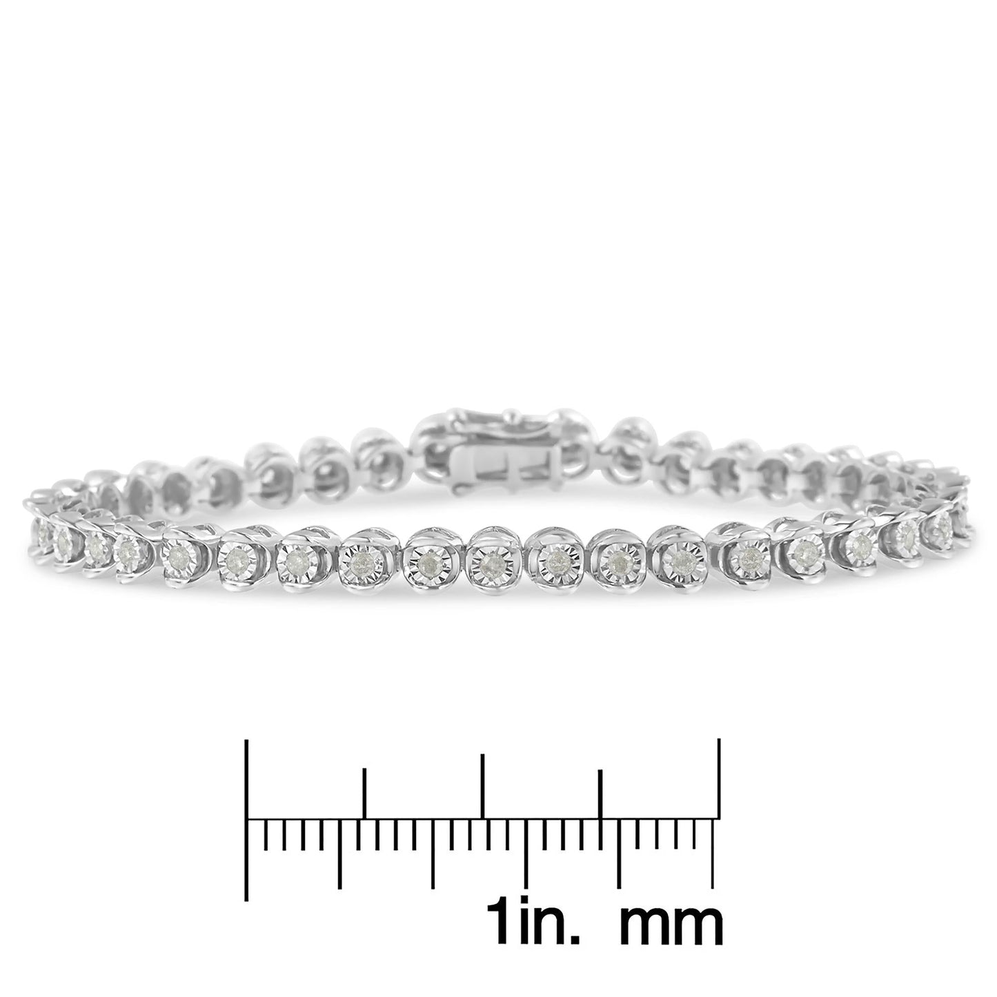 .925 Sterling Silver 1.0 Cttw Diamond Miracle-Set 7" Link Bracelet (I-J Color, I3 Clarity)