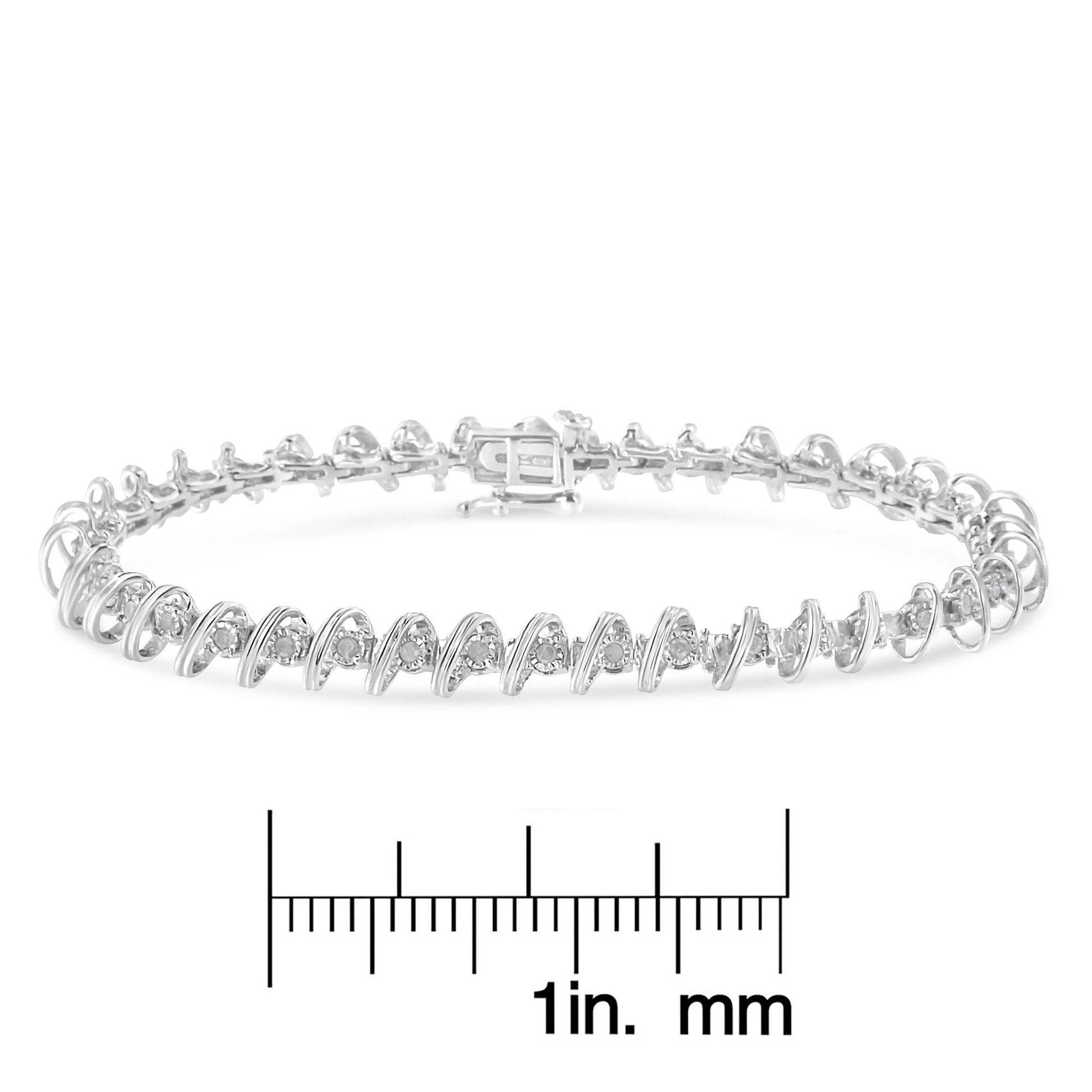 .925 Sterling Silver 1/2 Cttw Diamond Miracle-Set 7’’ Tennis Bracelet (I-J